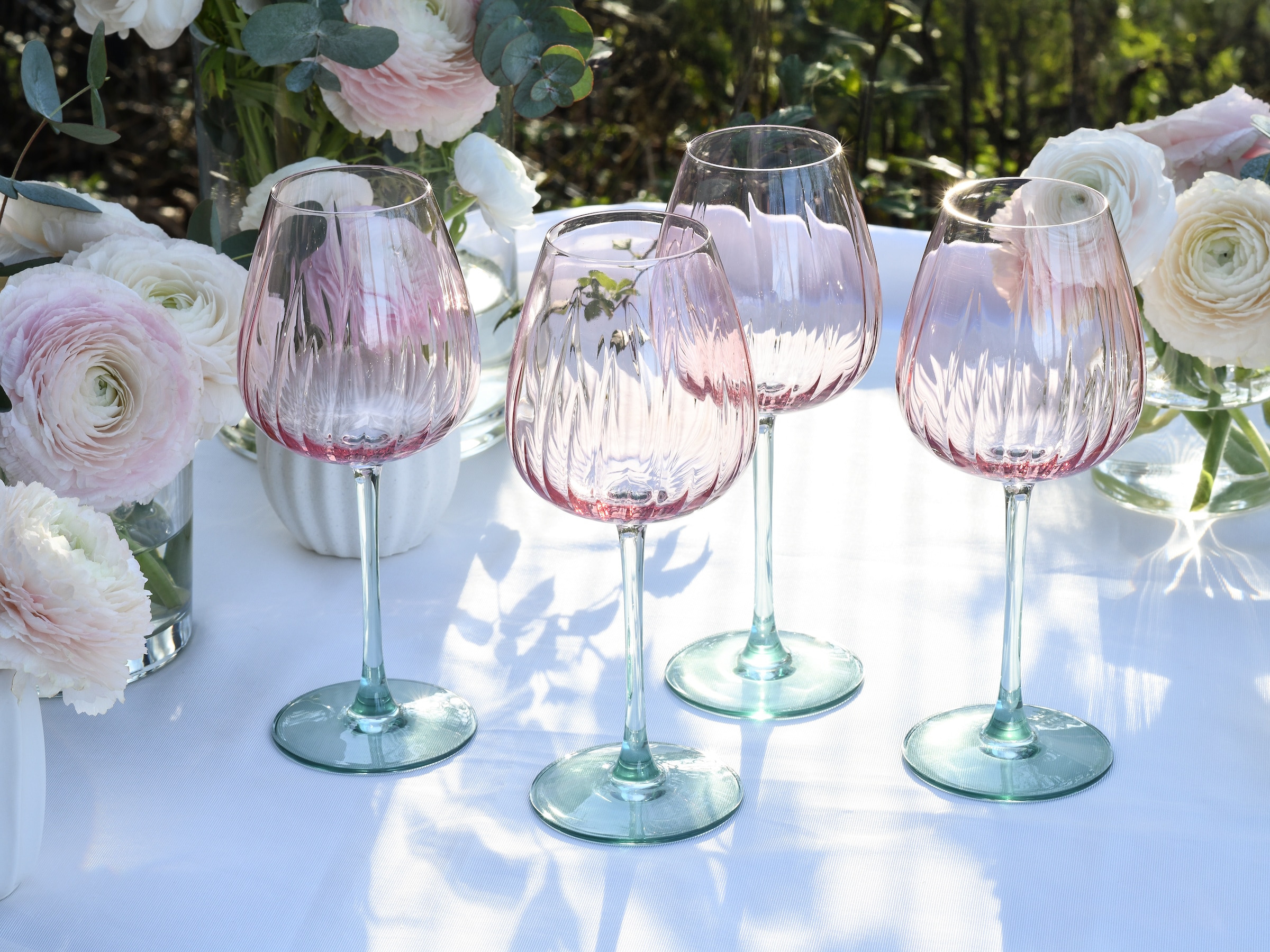 CreaTable Weinglas »Swirly Spring, Weingläser-Set, 4-tlg.« Rillen Relief, Modern, Sommerlich, Leicht