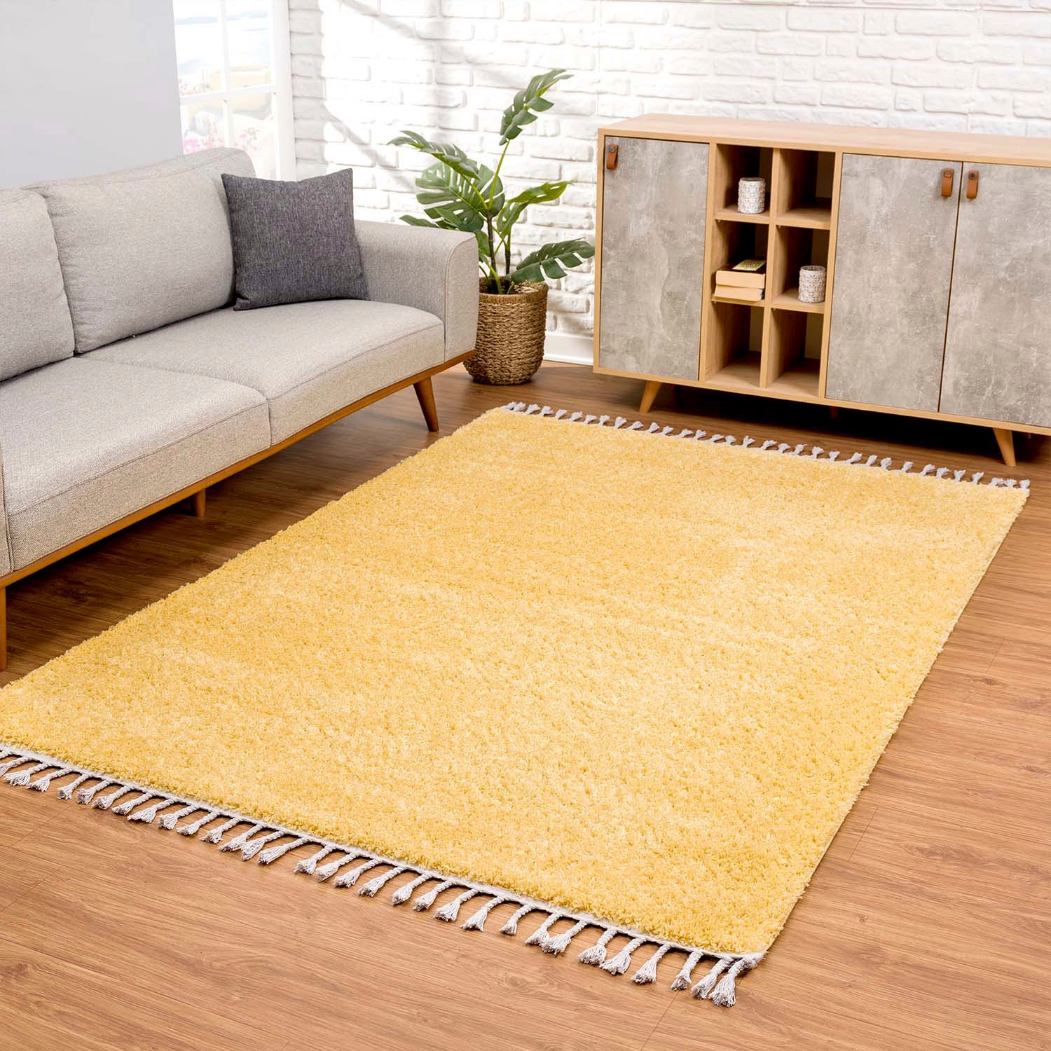 Carpet City Hochflor-Teppich »Pulpy 100«, rechteckig, sehr weich, mit  Fransen, uni, viele Größen, Wohnzimmer, Schafzimmer bei OTTO