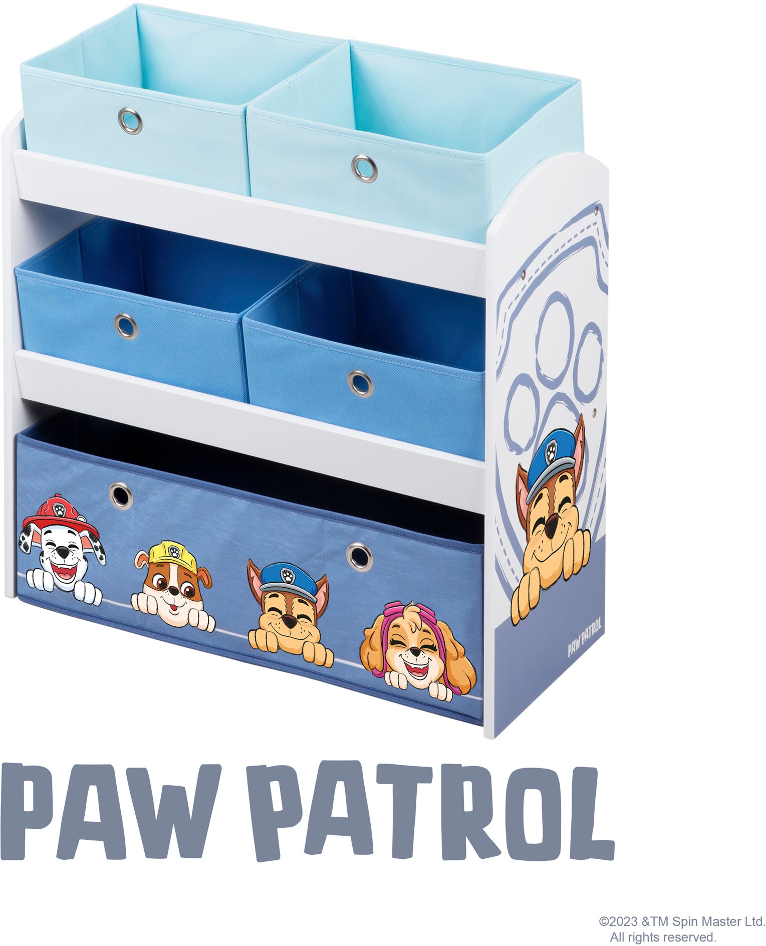 roba® Kinderregal »Paw Patrol, weiß«, inklusive 5 Stoffboxen in 2 Größen  bei OTTO