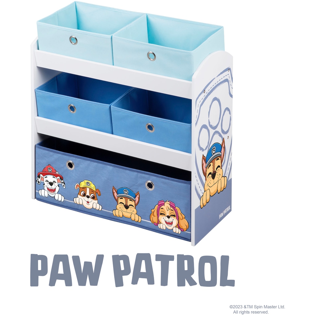 roba® Kinderregal »PAW Patrol, weiß«, inklusive 5 Stoffboxen in 2 Größen