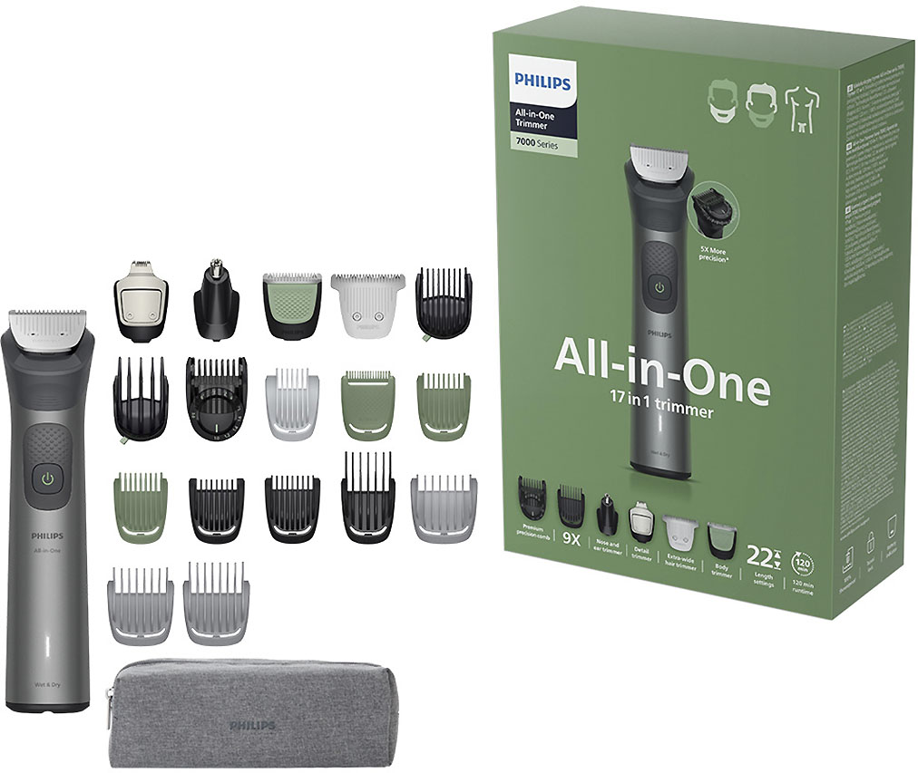 Philips Multifunktionstrimmer »Series 7000 MG7941/15« 17 Aufsätze 17-in-1-Trimmer für Gesicht, Körper und Kopfhaare in silberfarben