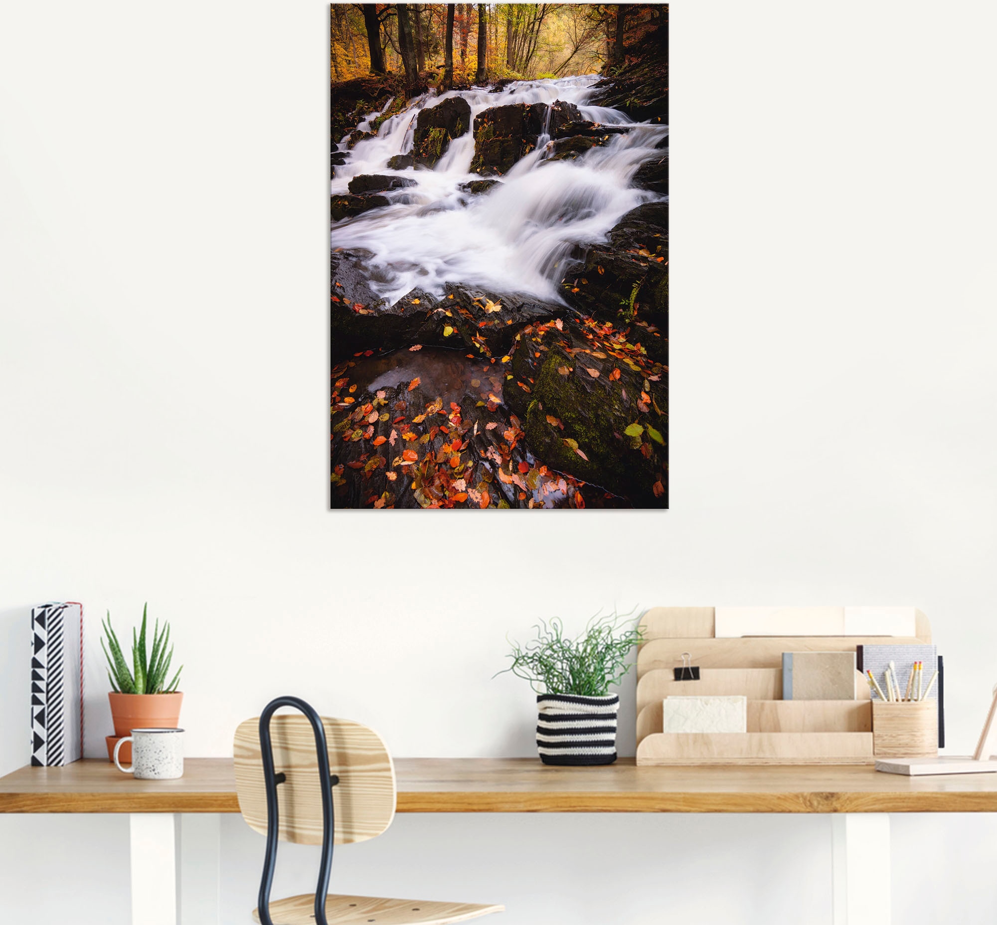 Artland Wandbild »Wasserfall im Herbst«, Wasserfallbilder, (1 St.), als Alubild, Leinwandbild, Wandaufkleber oder Poster in versch. Größen