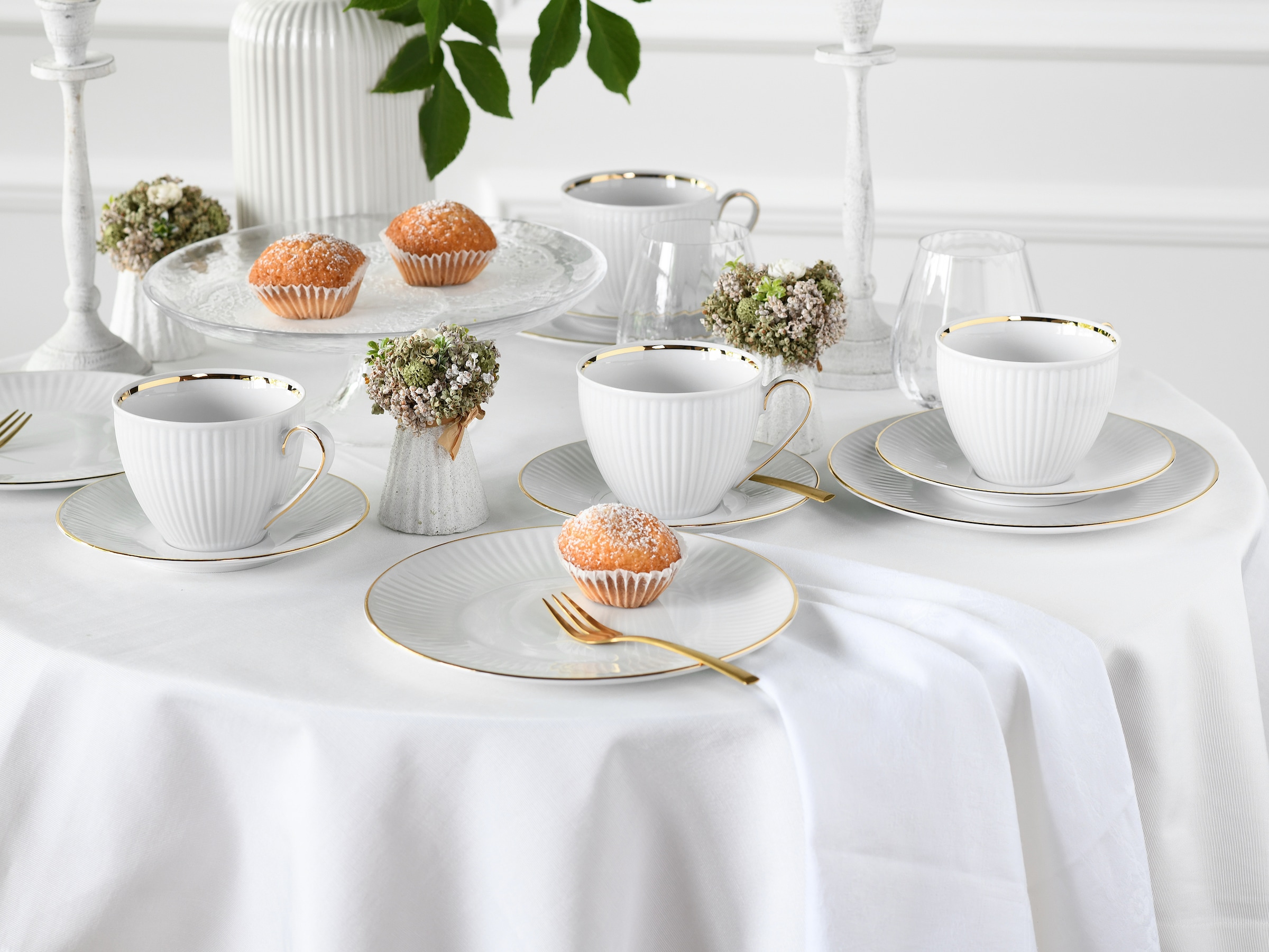 CreaTable Kaffeeservice »Valencia Gold, Kaffee-Service 18-tlg« Elegant, Goldrand