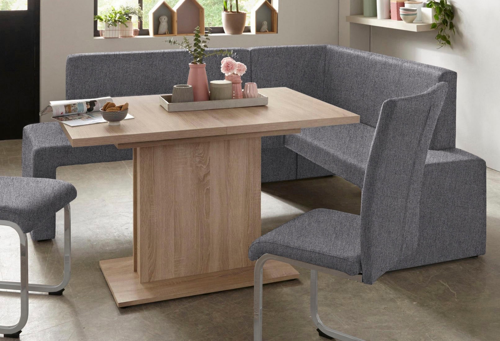 Home affaire Freischwinger »Alex«, (Set), 2 St., Struktur 1, Stuhl belastbar bis 120 Kg, Gestell im Chrom-Look