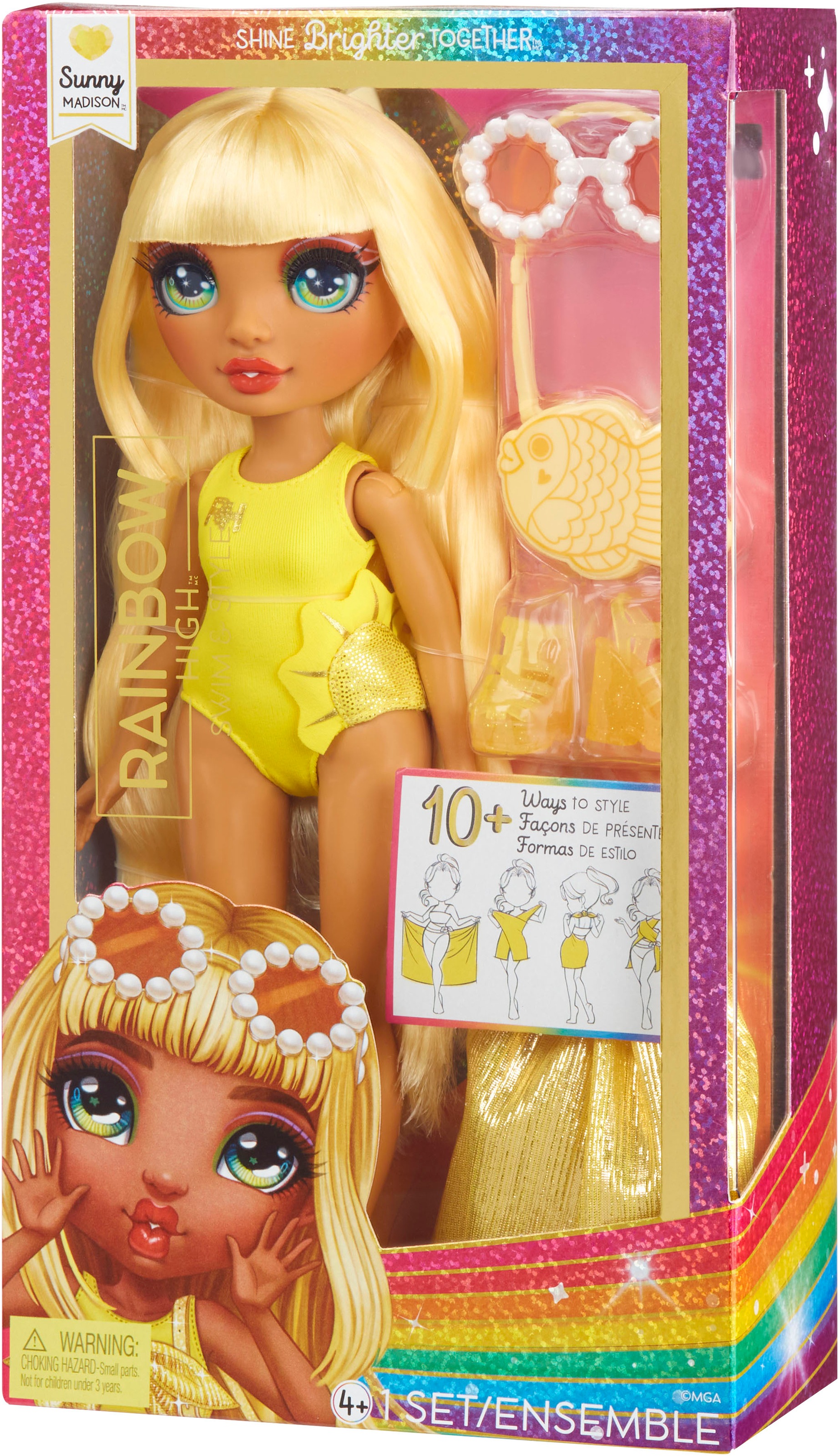 RAINBOW HIGH Anziehpuppe »Rainbow High Swim & Style Fashion Doll- Sunny (Yellow)«
