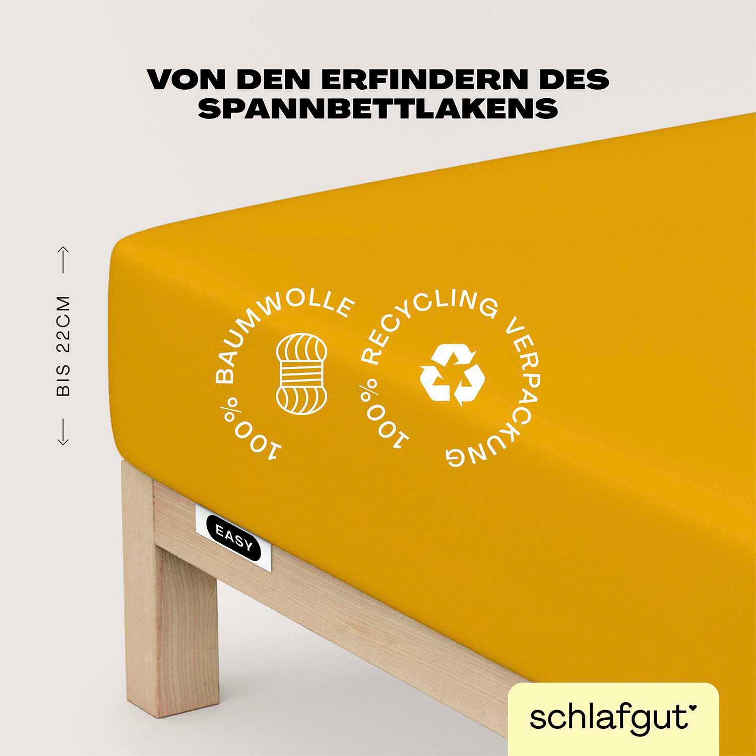 Schlafgut Spannbettlaken »EASY aus 100% Baumwolle, weich & saugfähig, Marken-Bettlaken«, für Matratzen bis 22 cm Höhe, in 90x200, 140x200 oder 180x200 cm