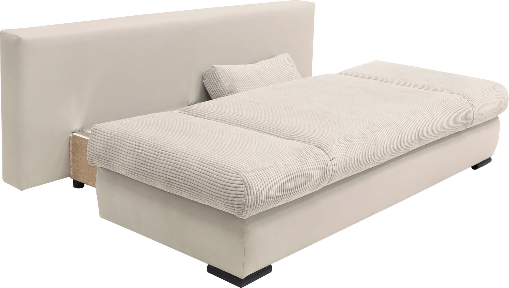 COLLECTION AB Schlafsofa »Chicago mit Bettfunktion, Schlafcouch«, inklusive Bettkasten, Cord-Samt Bezug, beige