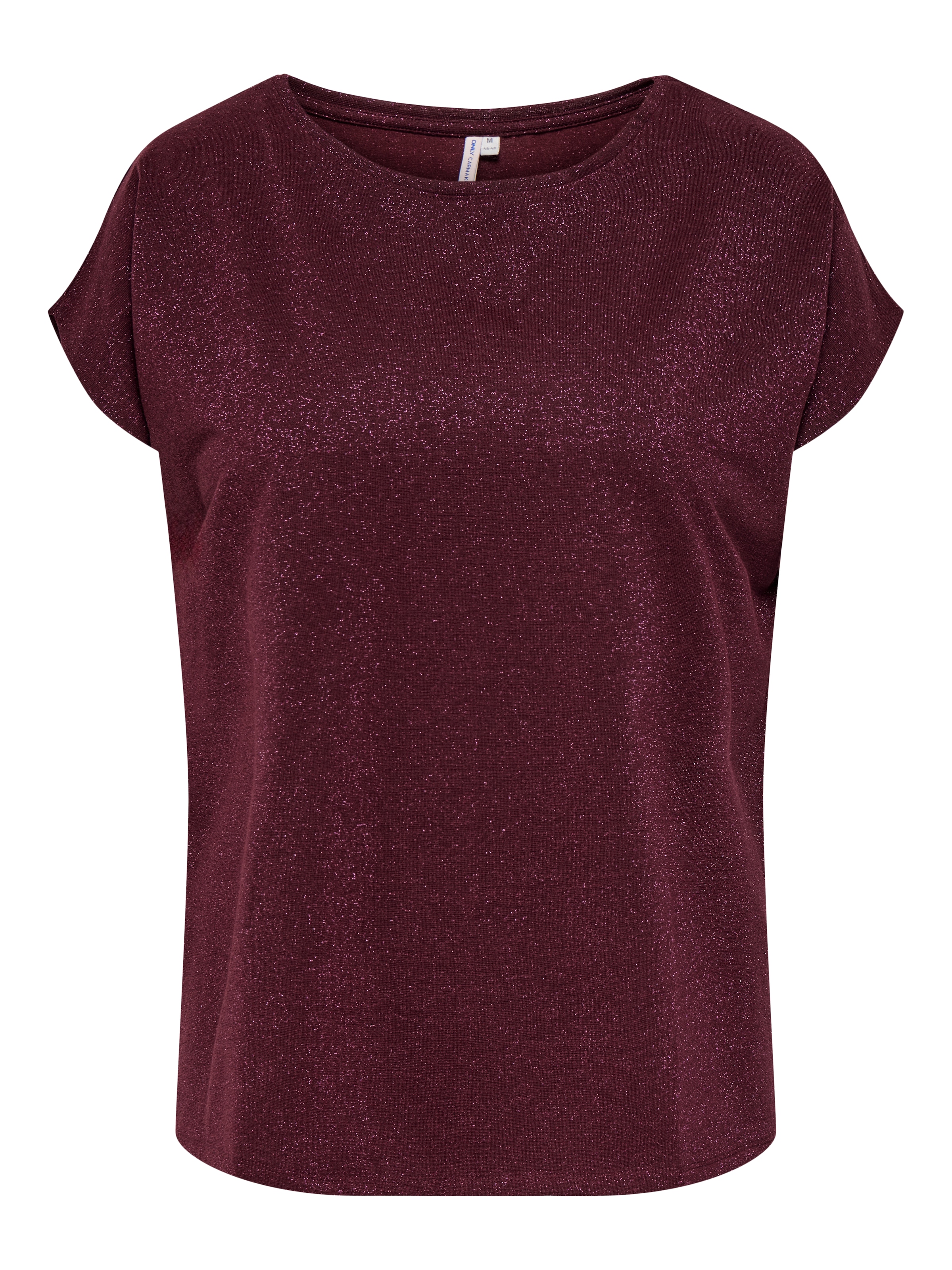 ONLY CARMAKOMA Kurzarmshirt »CARMOSTER GLITTER S/S TOP JRS NOOS« leicht glitzernde Optik