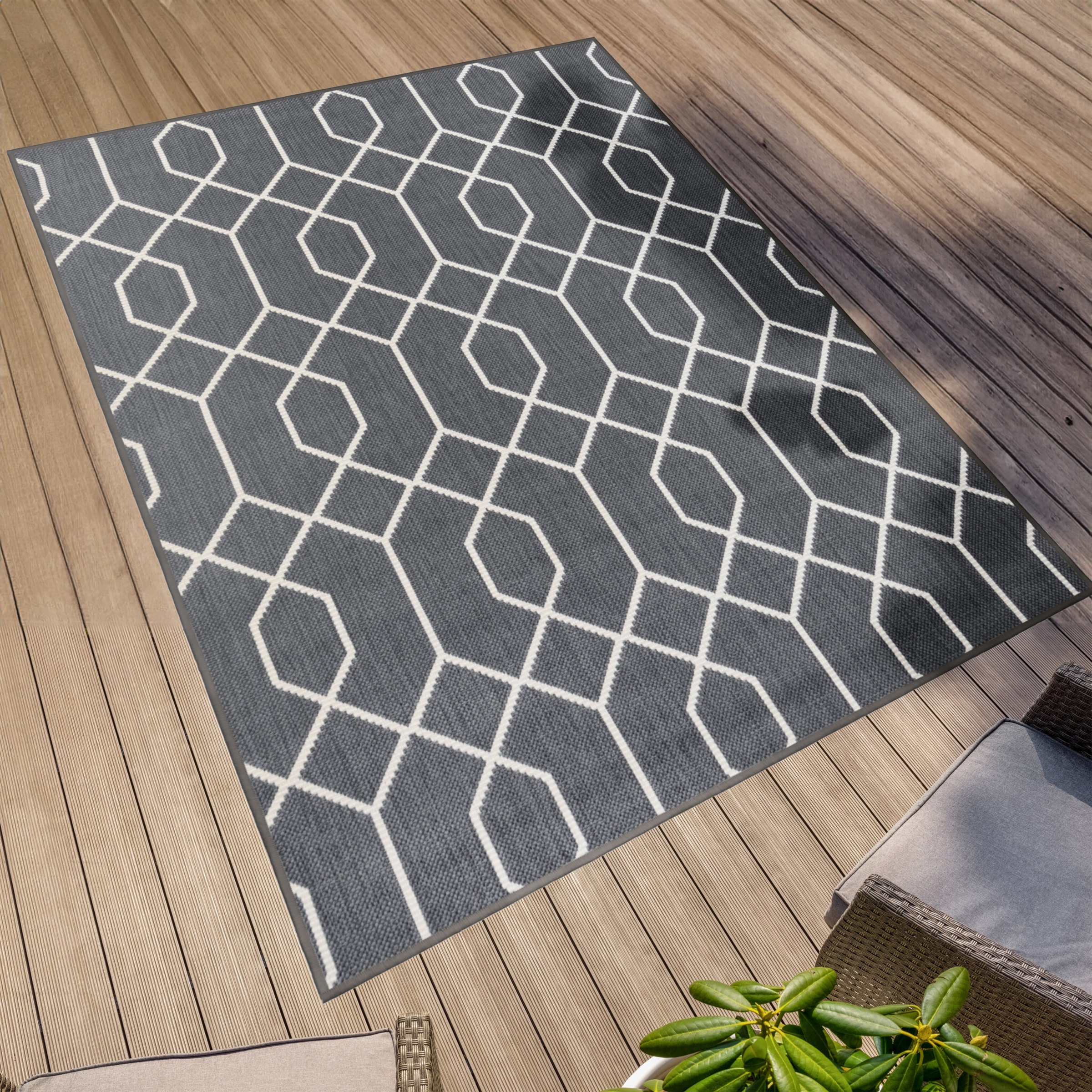 Primaflor-Ideen in Textil Teppich »Outdoorteppich REVERSO - Geo River«, rechteckig, 5 mm Höhe, Wendeteppich, modernes Design, In- und Outdoor geeignet, wasserfest