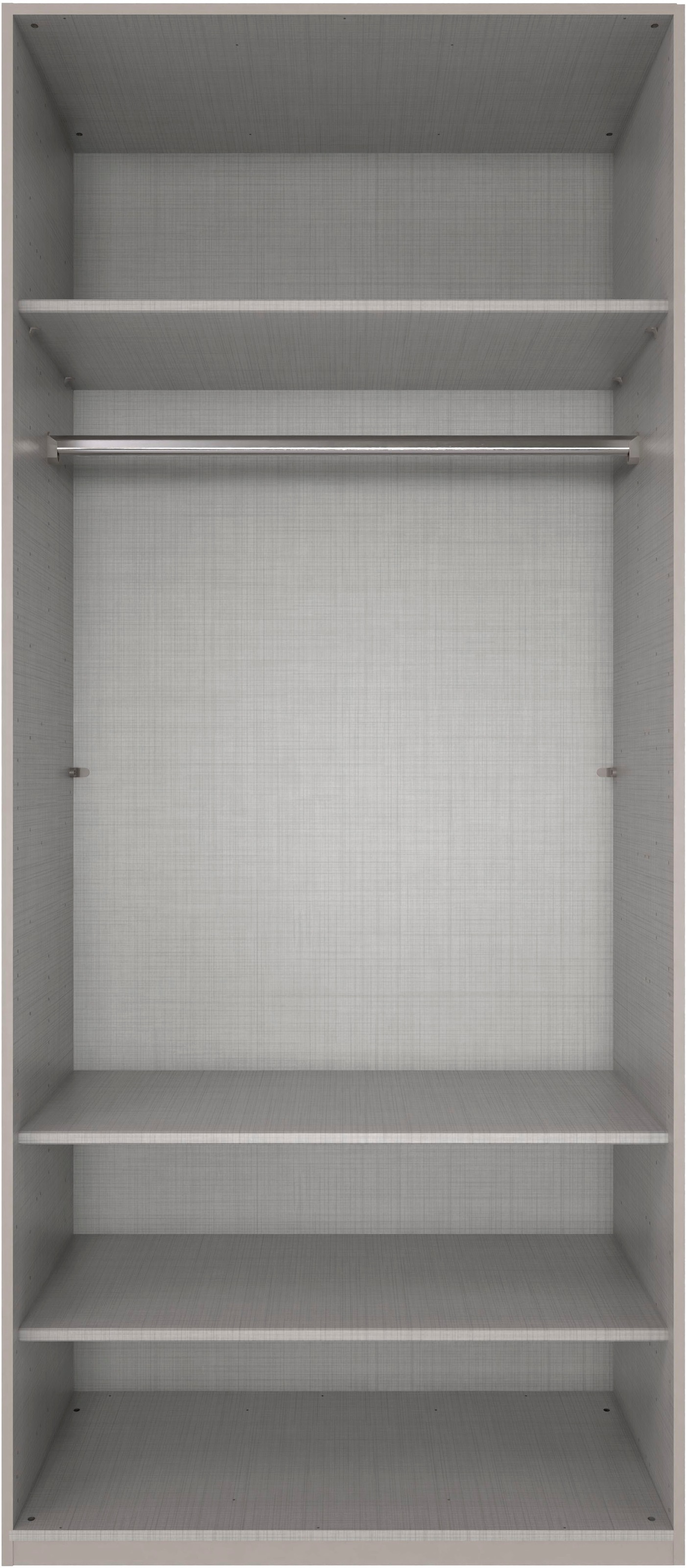Wimex Kleiderschrank »Mugano,in 8 Breiten,3 Höhen,2 Tiefen, viele Farben, Made in Germany«, (in Basic oder Premium Ausstattung mit 2 weiteren Einlegeböden), mit langen oder kurzen Griffen aus Metall, mit oder ohne Spiegel