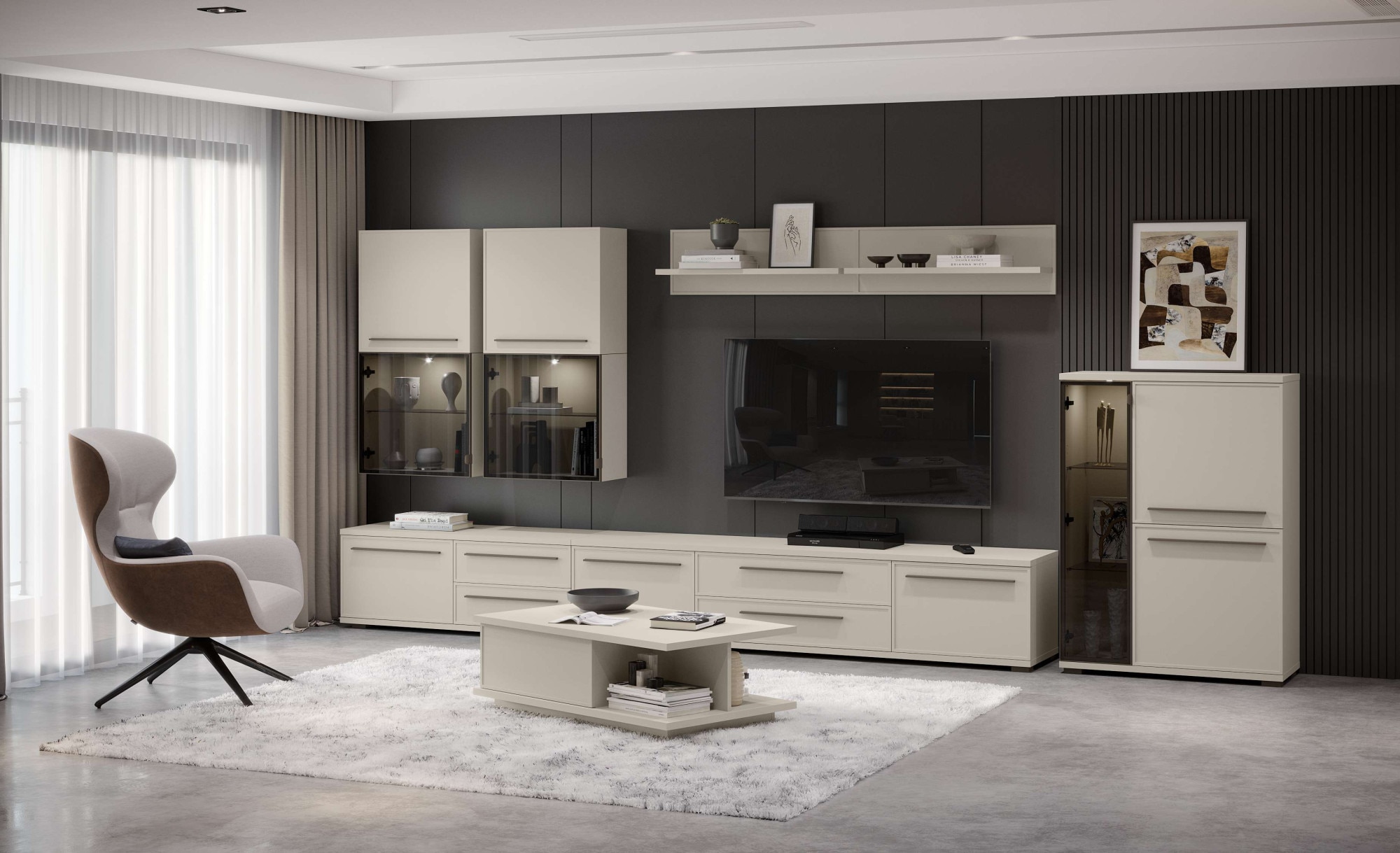 OTTO home Hängevitrine »Opera, Wandschrank, Schwebendes Design für modernen Wohnraum« UV lackiert, Soft Close Funktion, Wandmontiert