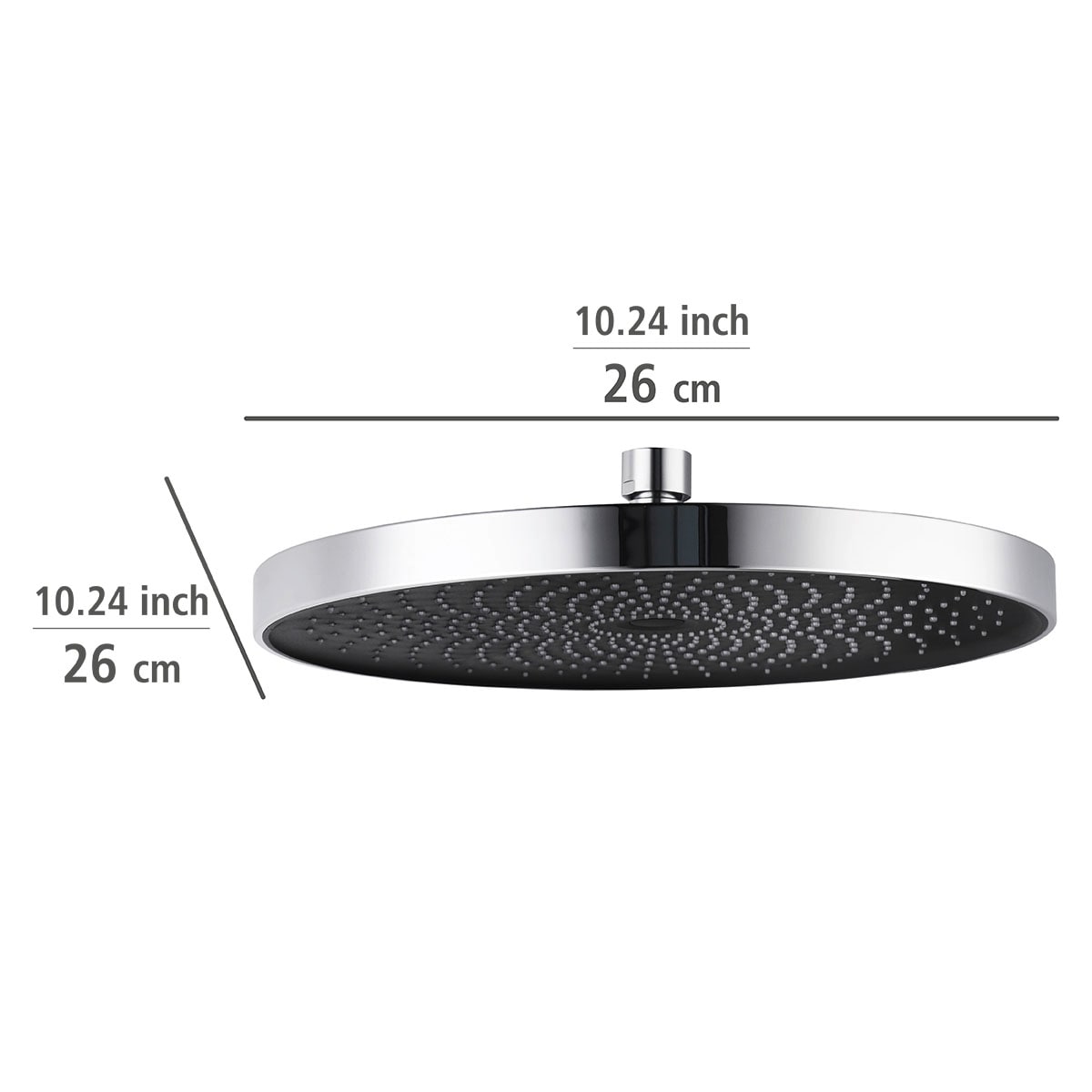 WENKO Kopfbrause »Softwater«, (1 tlg.), Chrom/Schwarz, Ø 26 cm