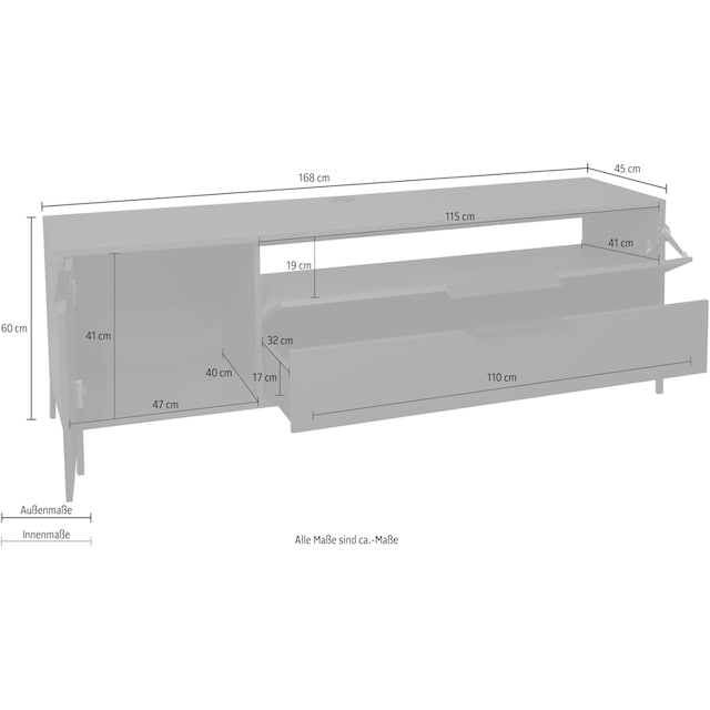 Mäusbacher Lowboard »Bonnie«, Breite 168 cm mit Quadratgestell im OTTO  Online Shop