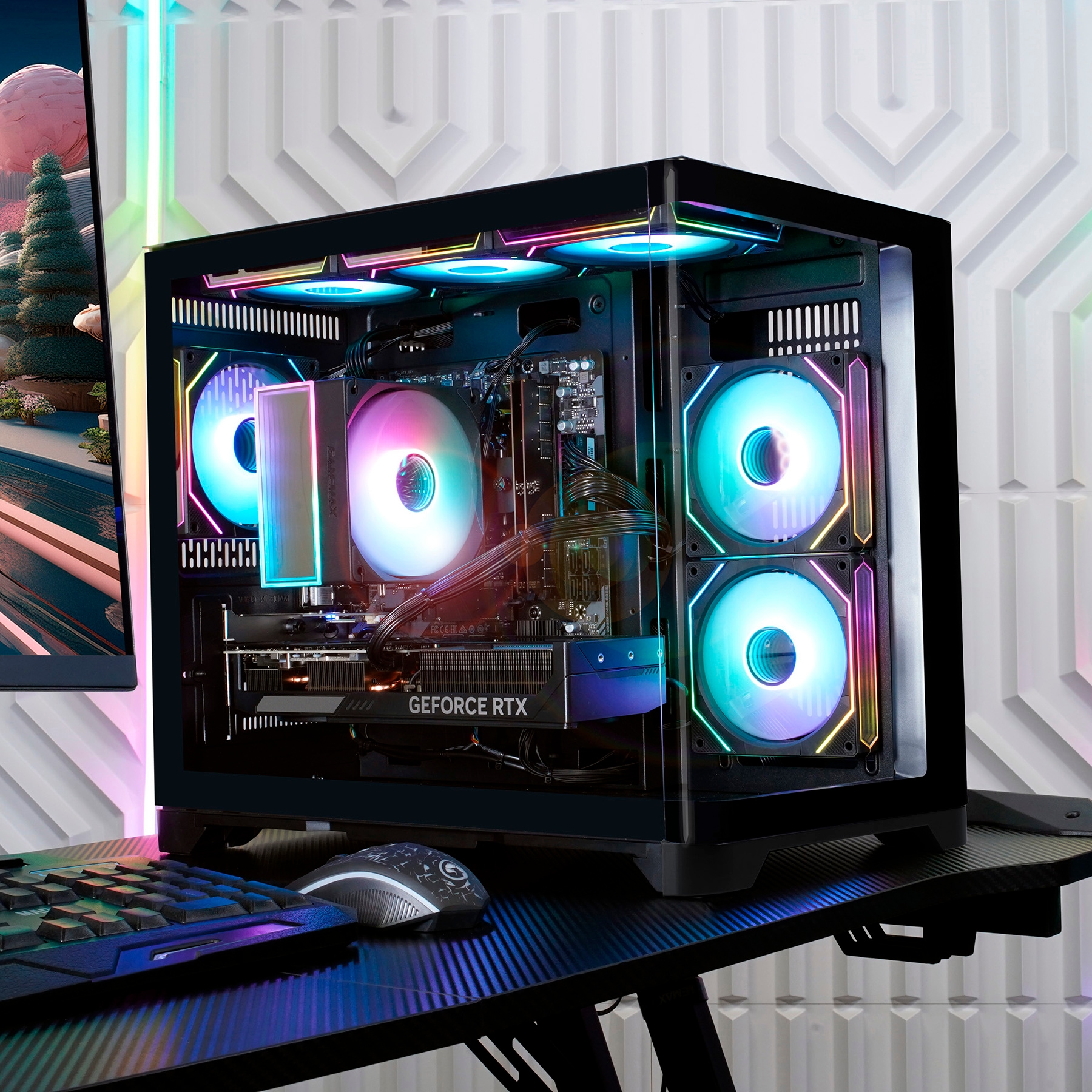 GAMEMAX PC-Komplettsystem »MegaDeal HYPE-M BK 2908« 32 ″ AMD Ryzen 7 GeForce RTX 5060 Ti 32 GB RAM 1.000 GB SSD