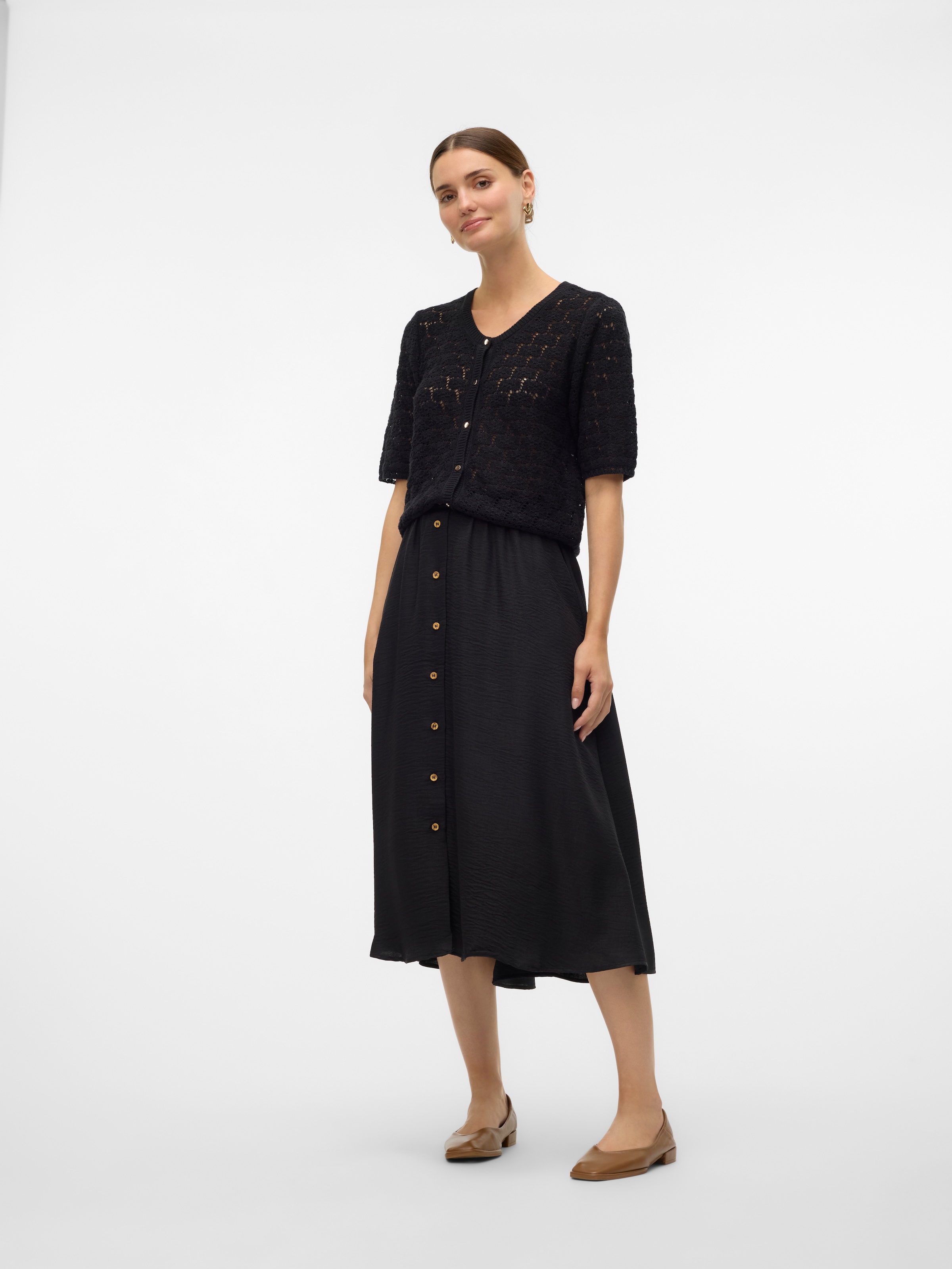 Vero Moda Maxirock »VMMELANEY HW BUTTON CALF SKIRT WVN NOOS«
