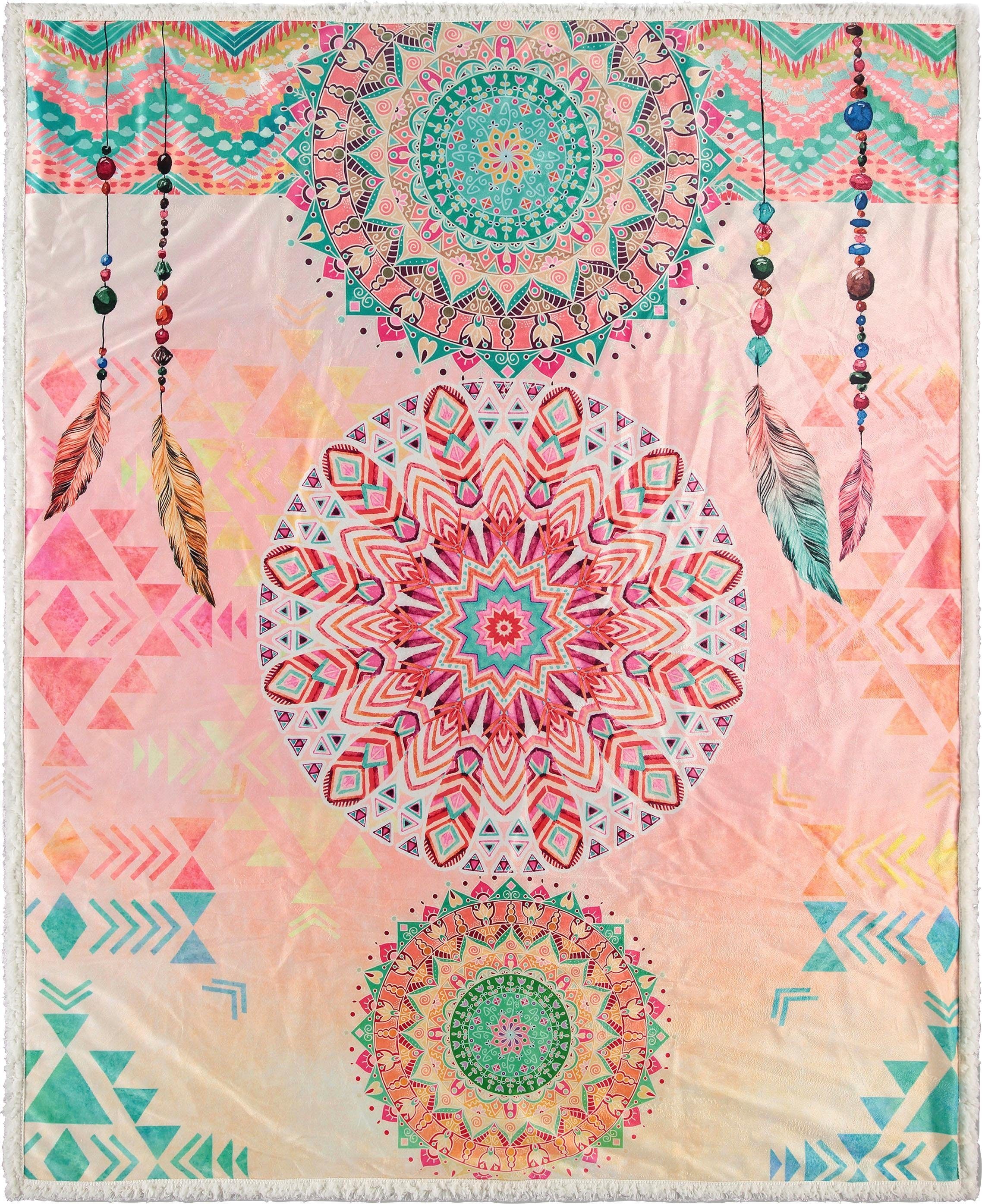 hip Plaid »Vilastre«, mit Mandalas und Federn