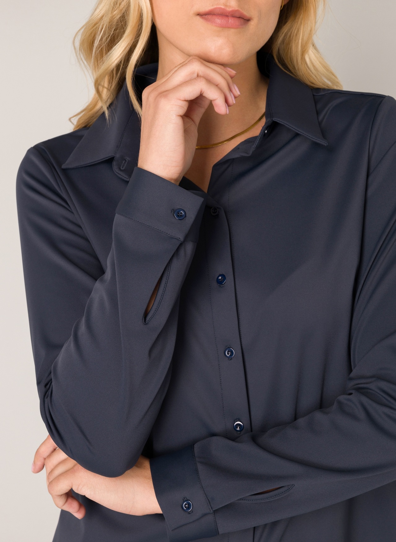 Base Level Langarmbluse »Tamara«, mit Stretch und Knopfleiste