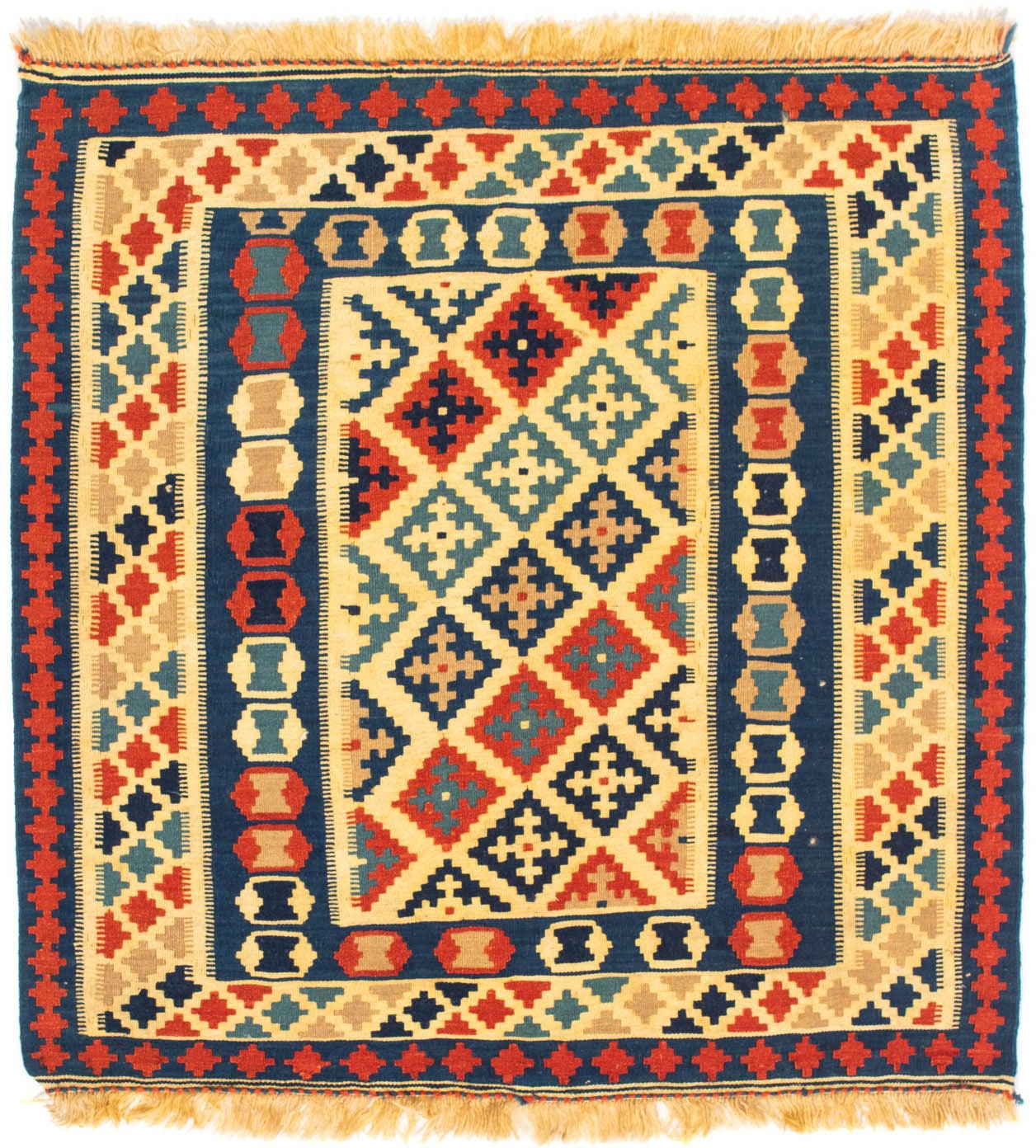 morgenland Wollteppich »Kelim - Oriental quadratisch - 105 x 102 cm - mehrfarbig«, quadratisch, Wohnzimmer, Einzelstück