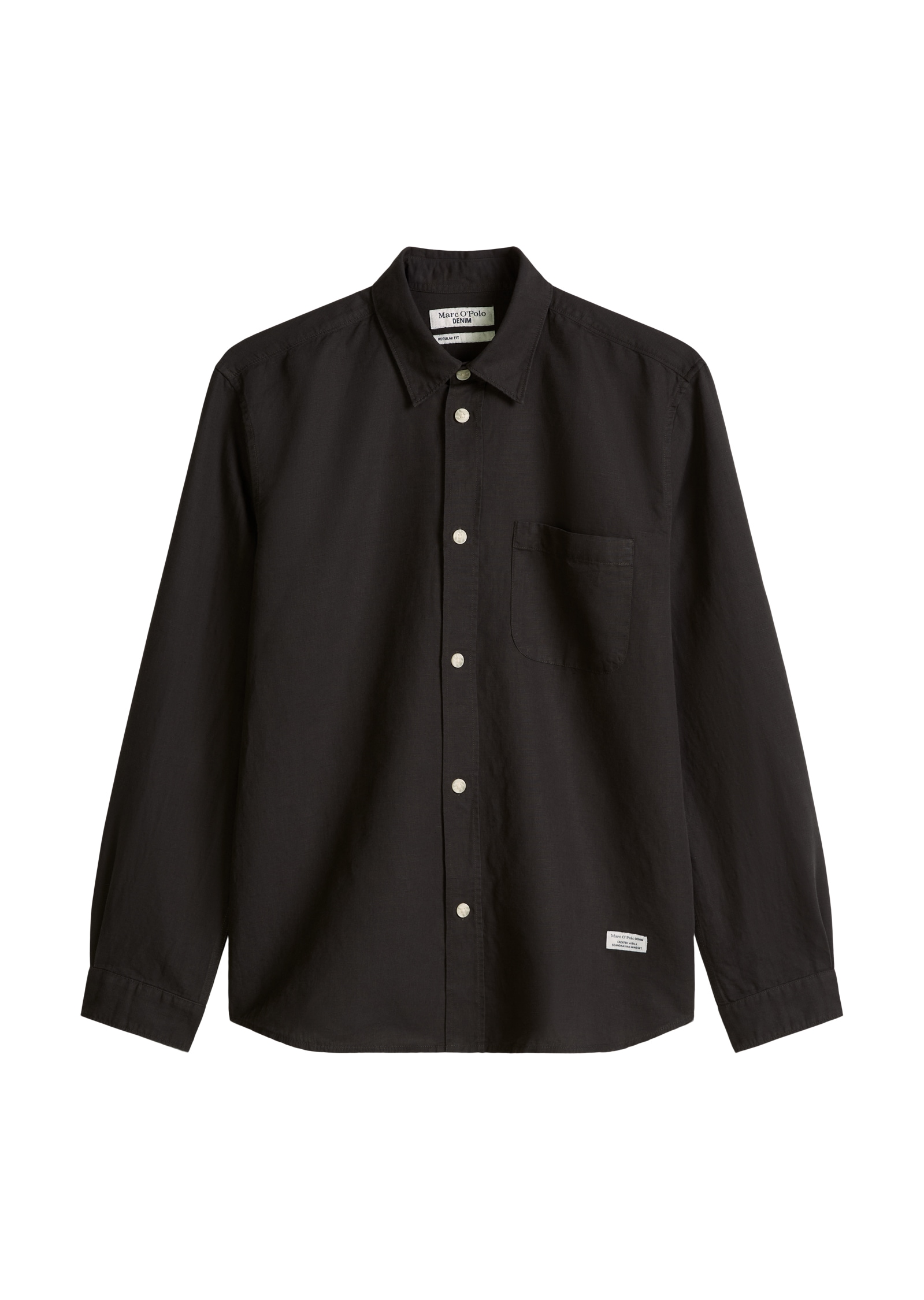 Marc O'Polo DENIM Langarmhemd regular fit aus Leinen und Bio-Baumwolle, Kentkragen