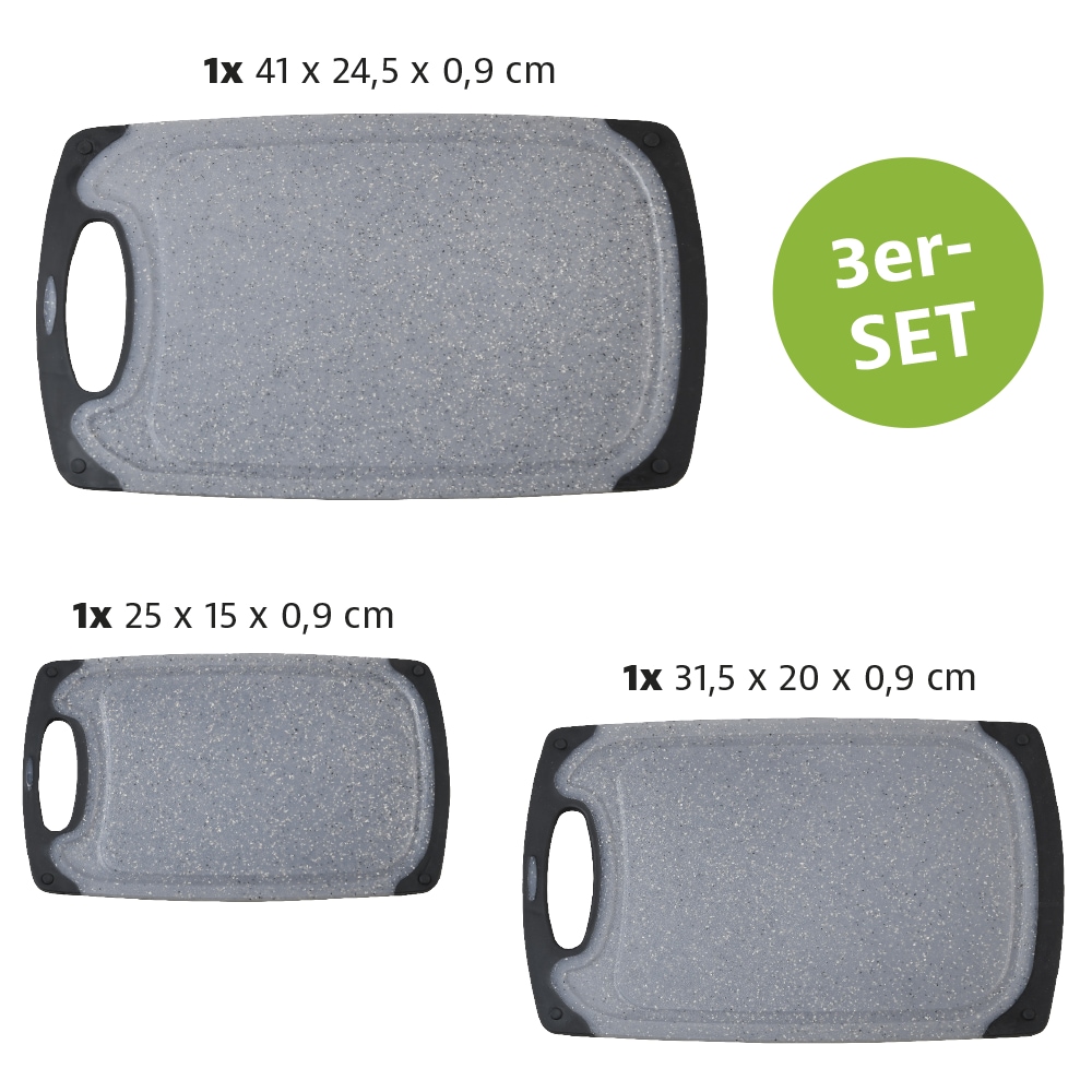 KESPER® Schneidebrett »Brett mit "RUTSCH-STOPP"«, (Set, 3 St.)
