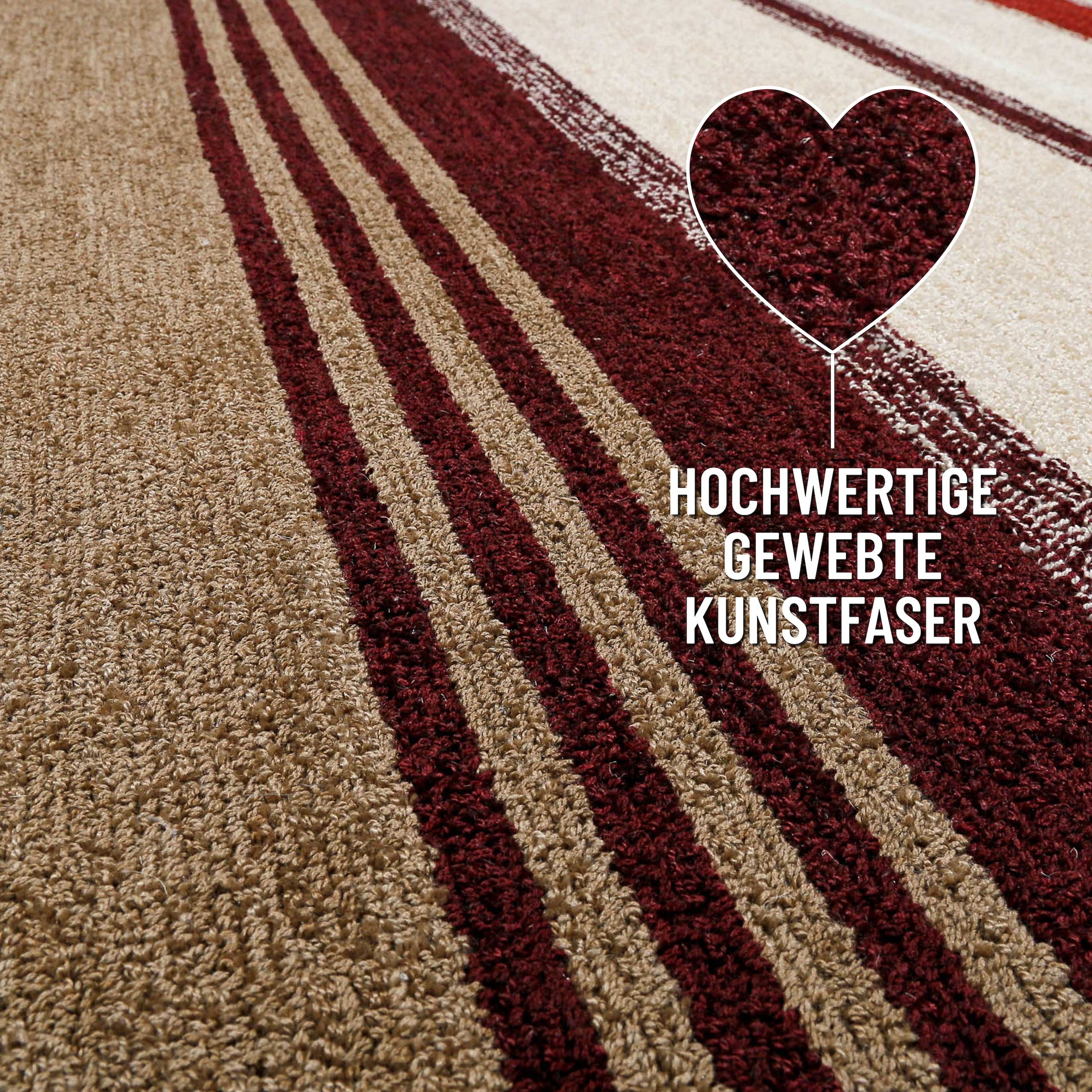Wecon home Teppich »Petrol«, rechteckig, 7 mm Höhe, handgefertigt, pflegeleicht, gestreift, Wohnzimmer, Schlafzimmer