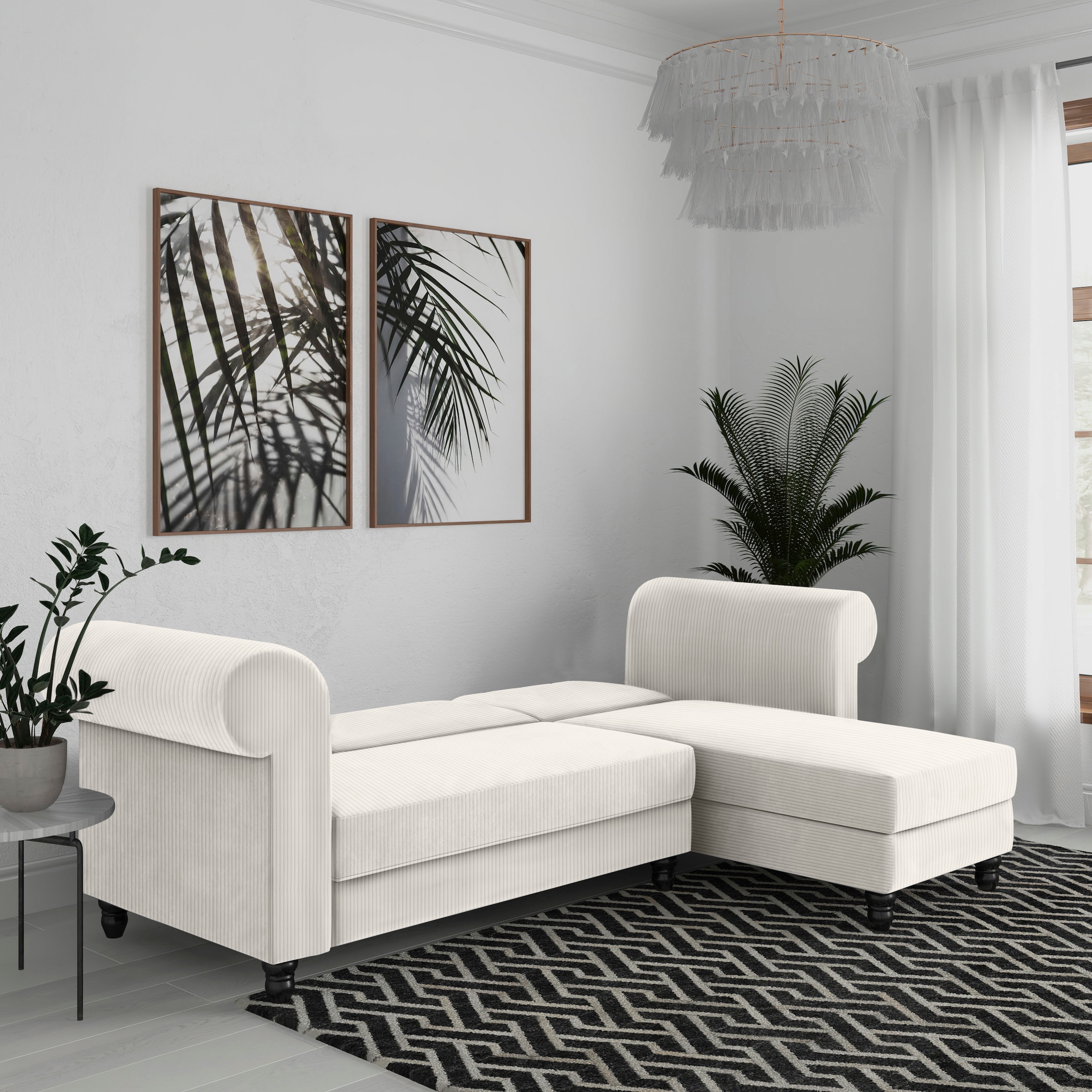 Dorel Home Ecksofa »Felix II, L-Form, Schlafsofa 241cm (Liegefl. 108/195 cm),«, verstellb. Rückenlehne, Recamiere wechselbar, Cord