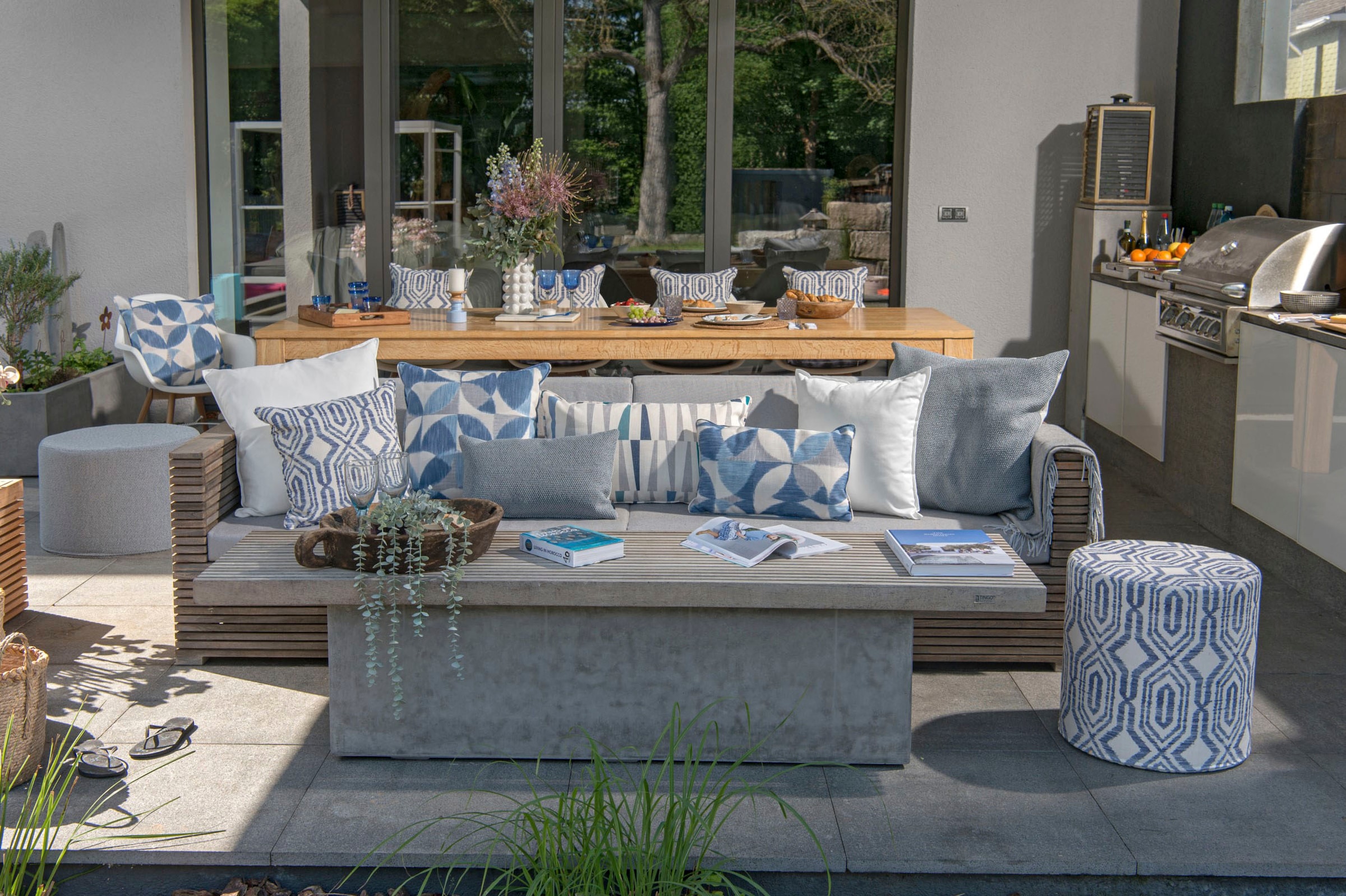 H.O.C.K. Dekokissen »Marbella« Outdoor, Batik-Look, schmutz-& wasserabweisend, mit Reißverschluss