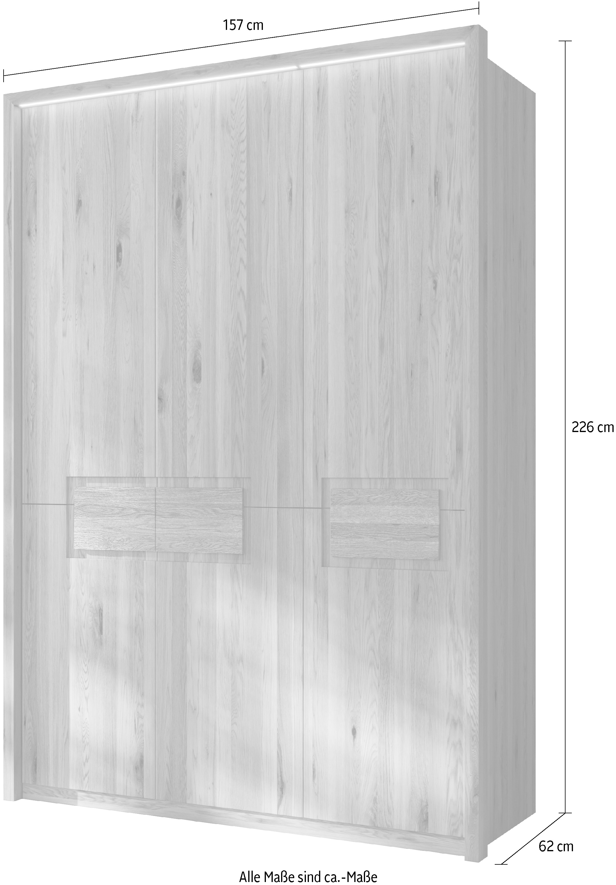 Home affaire Kleiderschrank »Ambroise, aus Wildeiche, inkl. Passepartout« Massivholz-Kleiderschrank, im 50 cm Raster planbar