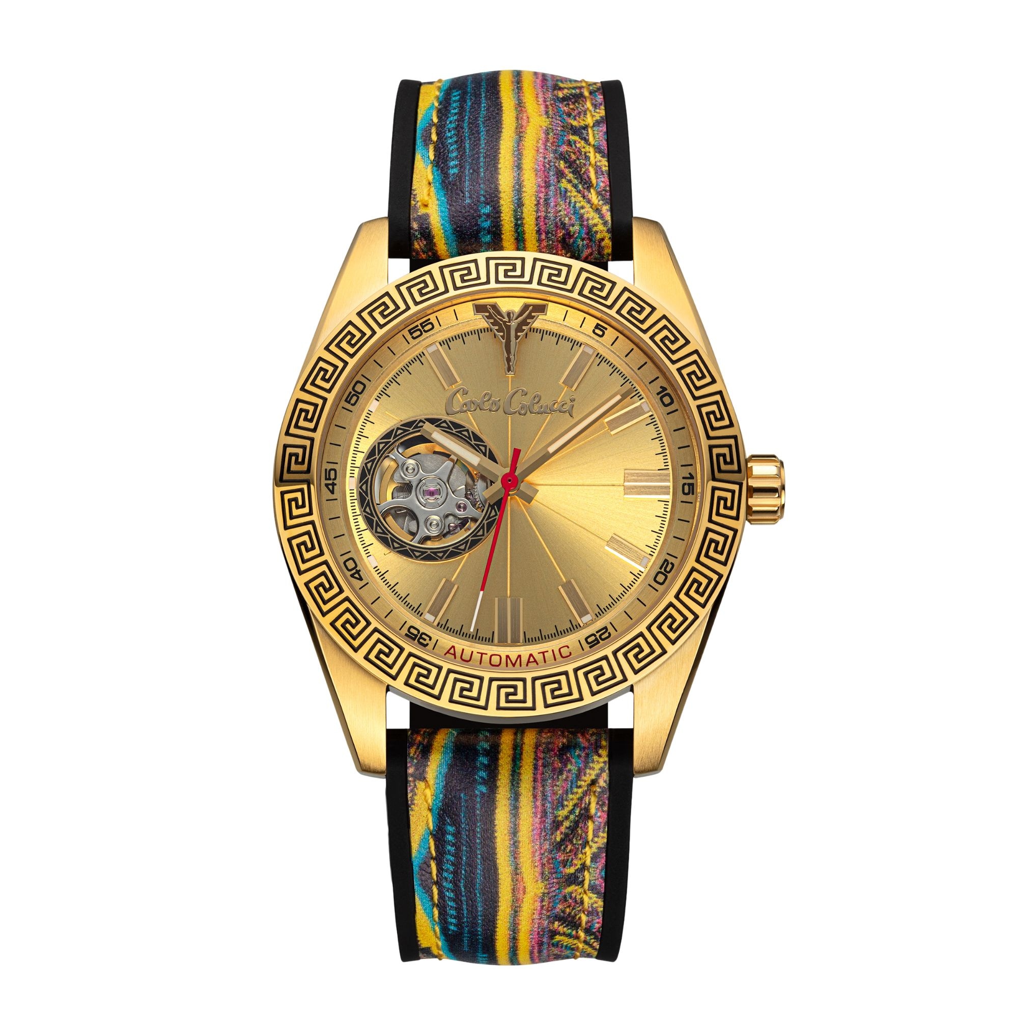 CARLO COLUCCI Automatikuhr Armbanduhr, Herrenuhr, Mechanische Uhr, Silikonarmband, analog