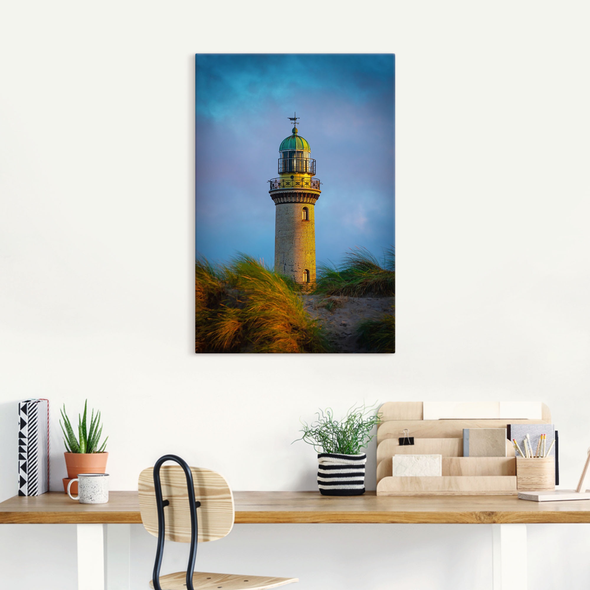 Artland Wandbild »Leuchtturm in Warnemünde«, Gebäude, (1 St.), als Alubild, Leinwandbild, Wandaufkleber oder Poster in versch. Größen