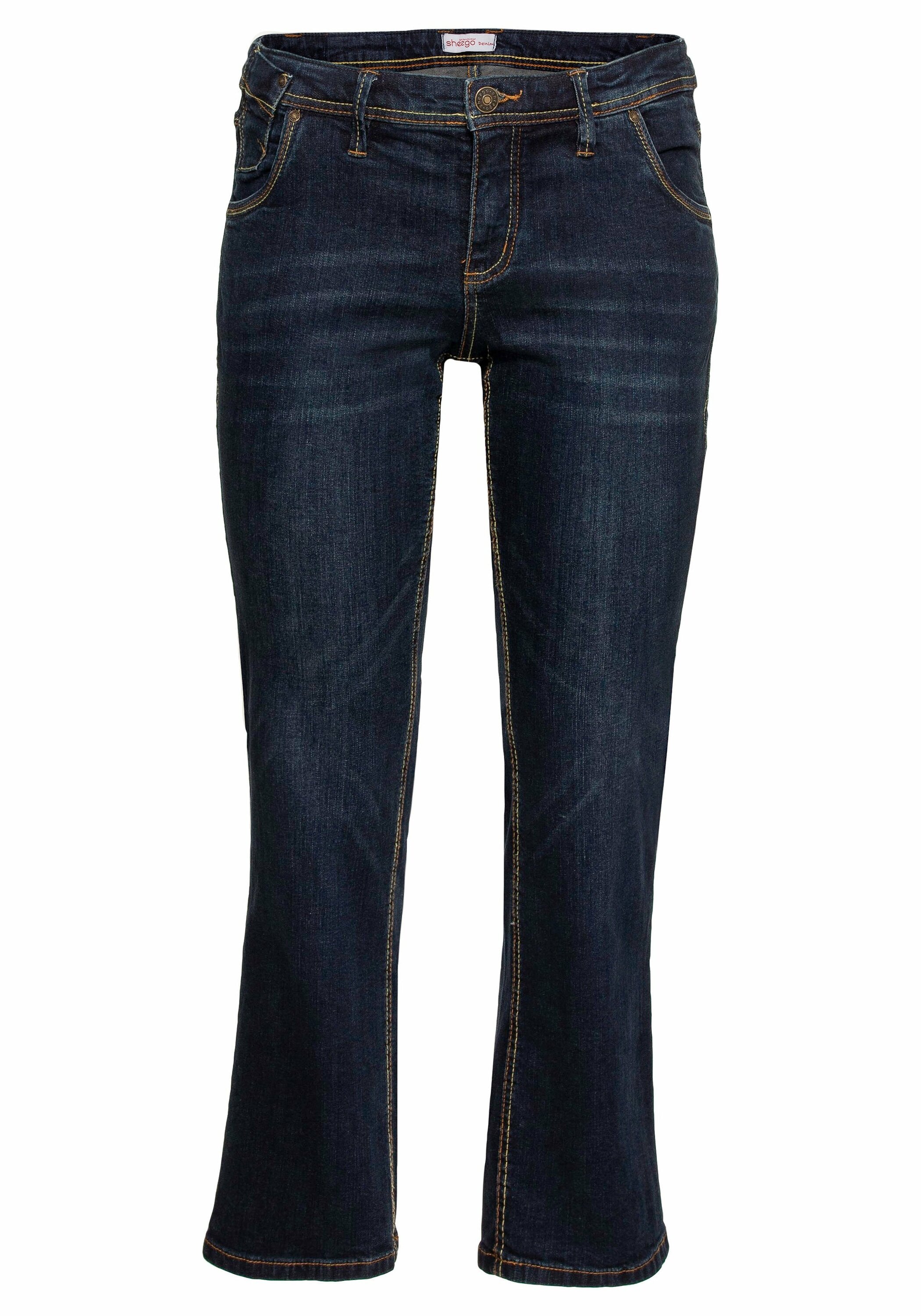 Sheego Stretch-Jeans »Jeans mit gerader Beinform, individuelle Used-Effekte«