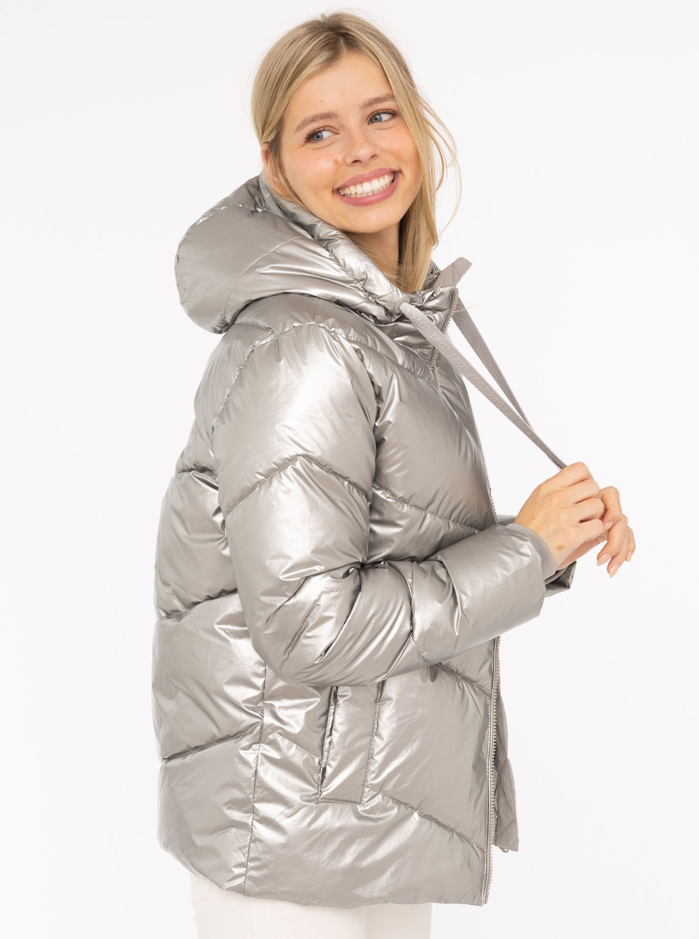 Zwillingsherz Steppjacke »"Zwillingsherz"«, mit Kapuze, gläanzend, Kapuze, Herzchenprägung am Rücken
