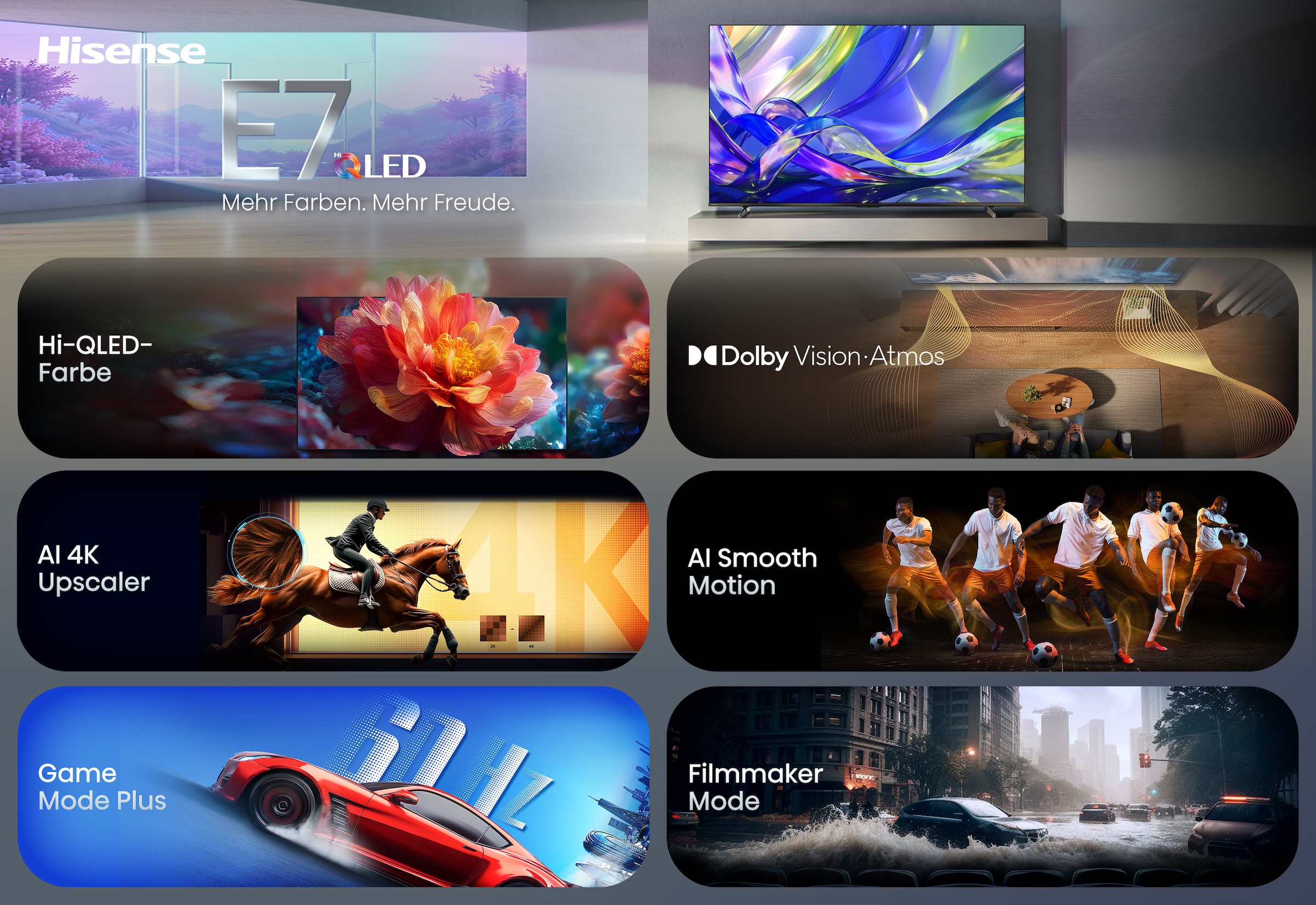 Hisense QLED-Fernseher »75E7S« 189 cm/75 ″ Smart-TV