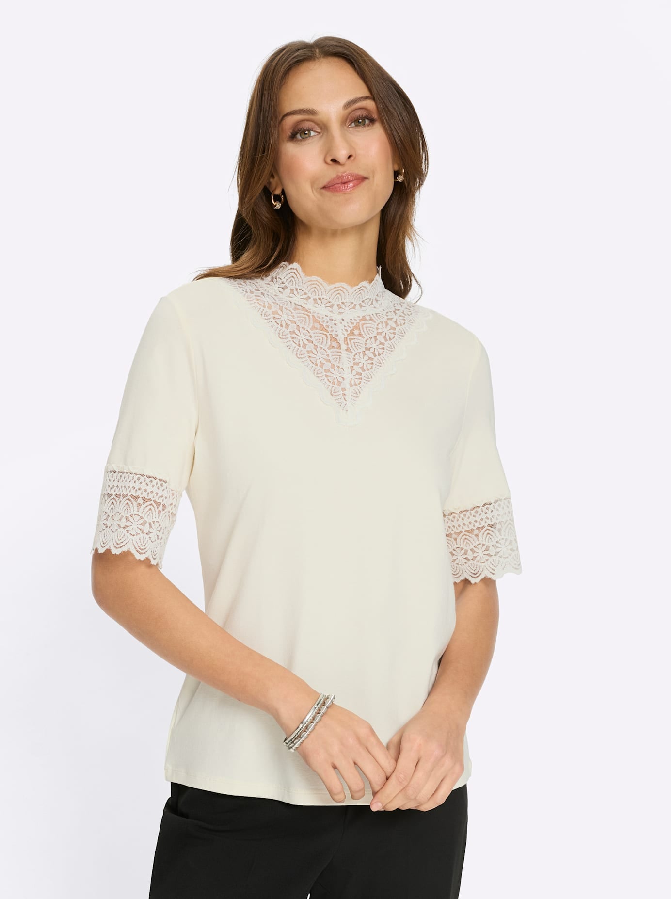 Lady Stehkragenshirt »Spitzen-Shirt« 1 tlg.