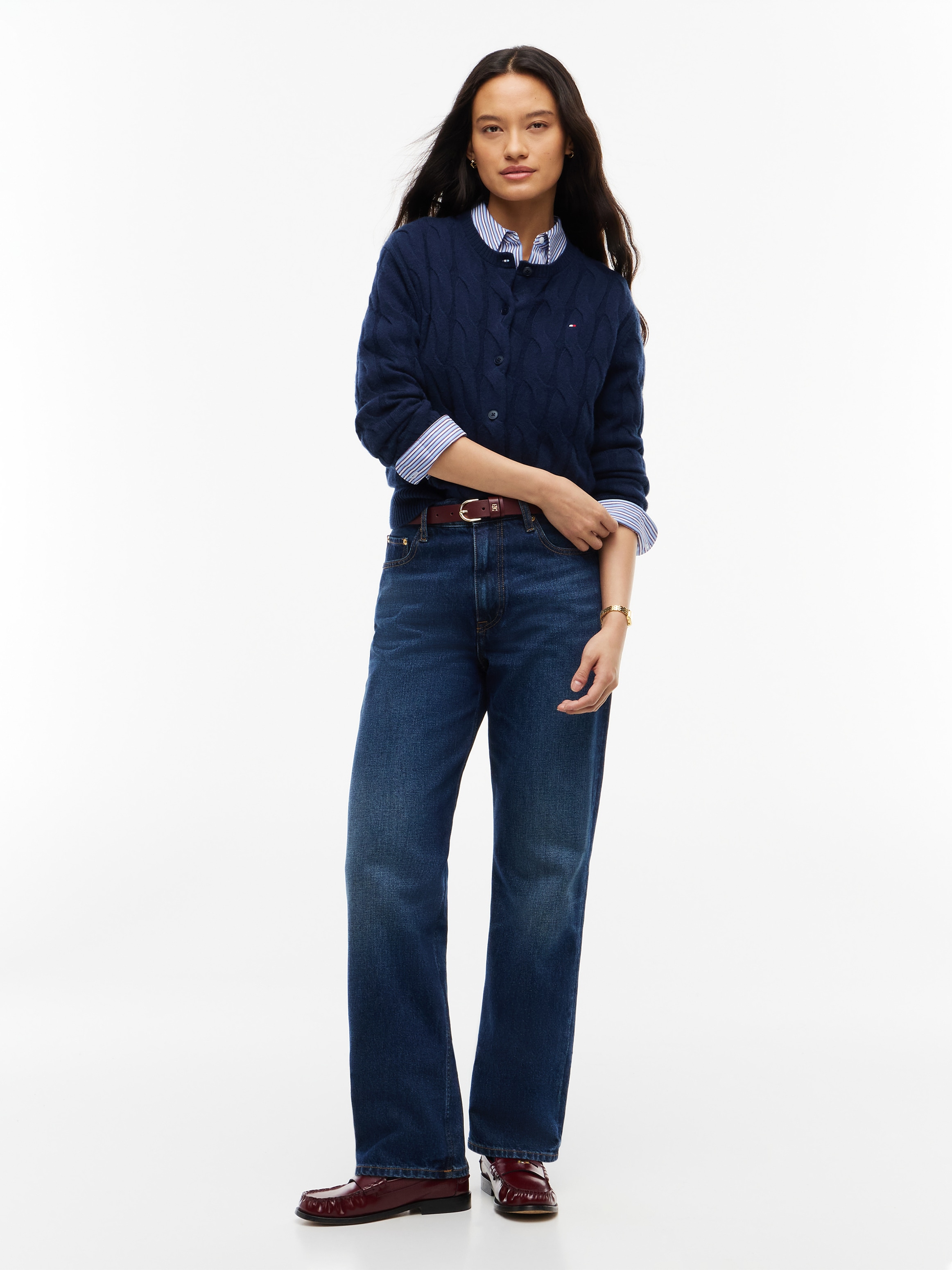 Tommy Hilfiger Strickjacke »SOFT WOOL CARDI« aus reiner Wolle, Zopfstrickmuster