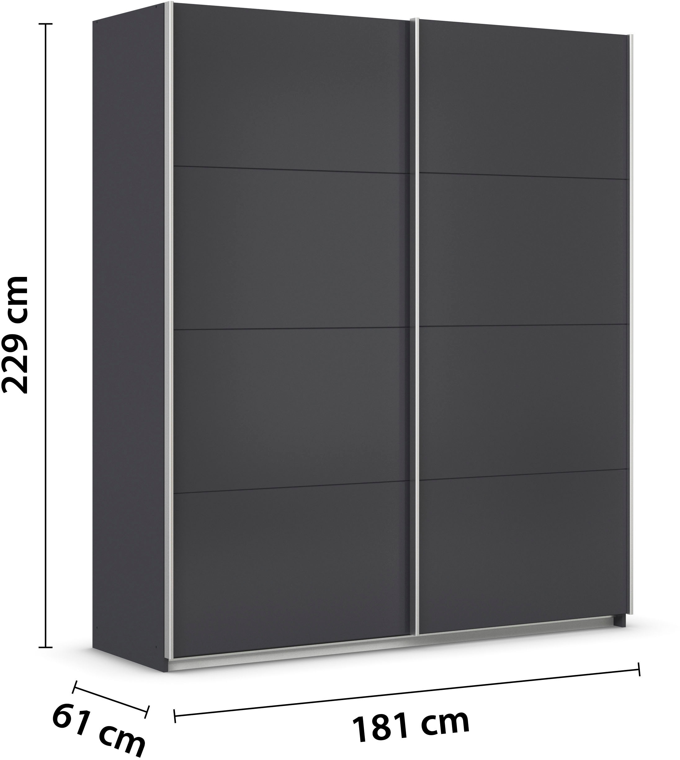OTTO home Schwebetürenschrank »Kleiderschrank Schrank Garderobe Schlafzimmerschrank THANOS« 3 verschiedene Ausstattungen BASIC/CLASSIC/PREMIUM (inkl. SOFT-CLOSE),  Optional mit Spiegel, Metall-Griffleisten alufarben MADE IN GERMANY
