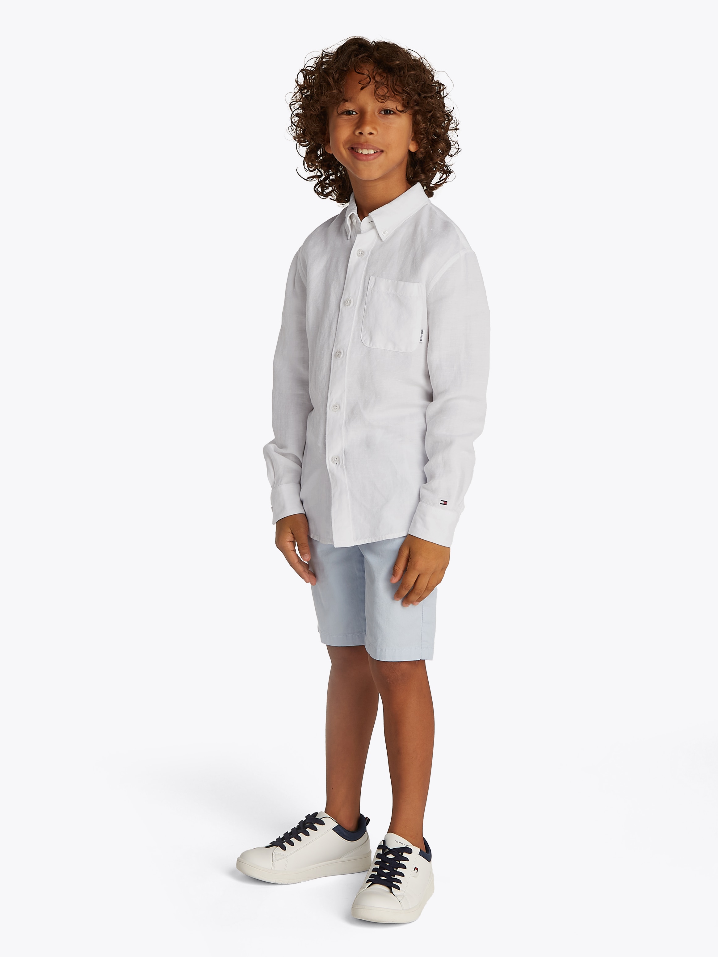 Tommy Hilfiger Langarmhemd »LINEN BLEND RELAXED SHIRT LS« mit Brusttasche, Logostickerei