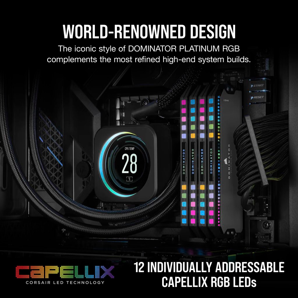Corsair Arbeitsspeicher »Dominator Platinum RGB 32 GB (2x16 GB) DDR5 6000 C36-Kit für AMD«, RGB Beleuchtung ICUE, AMD optimiert