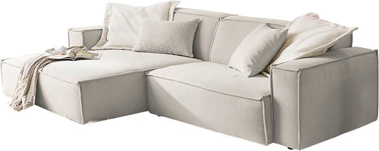 3C Candy Ecksofa »Matteo in elegant, kubischer Formensprache, bequem, L-Form«, mit auffälliger Kedernaht, Feincord-Bezug, Lounge-Charakter