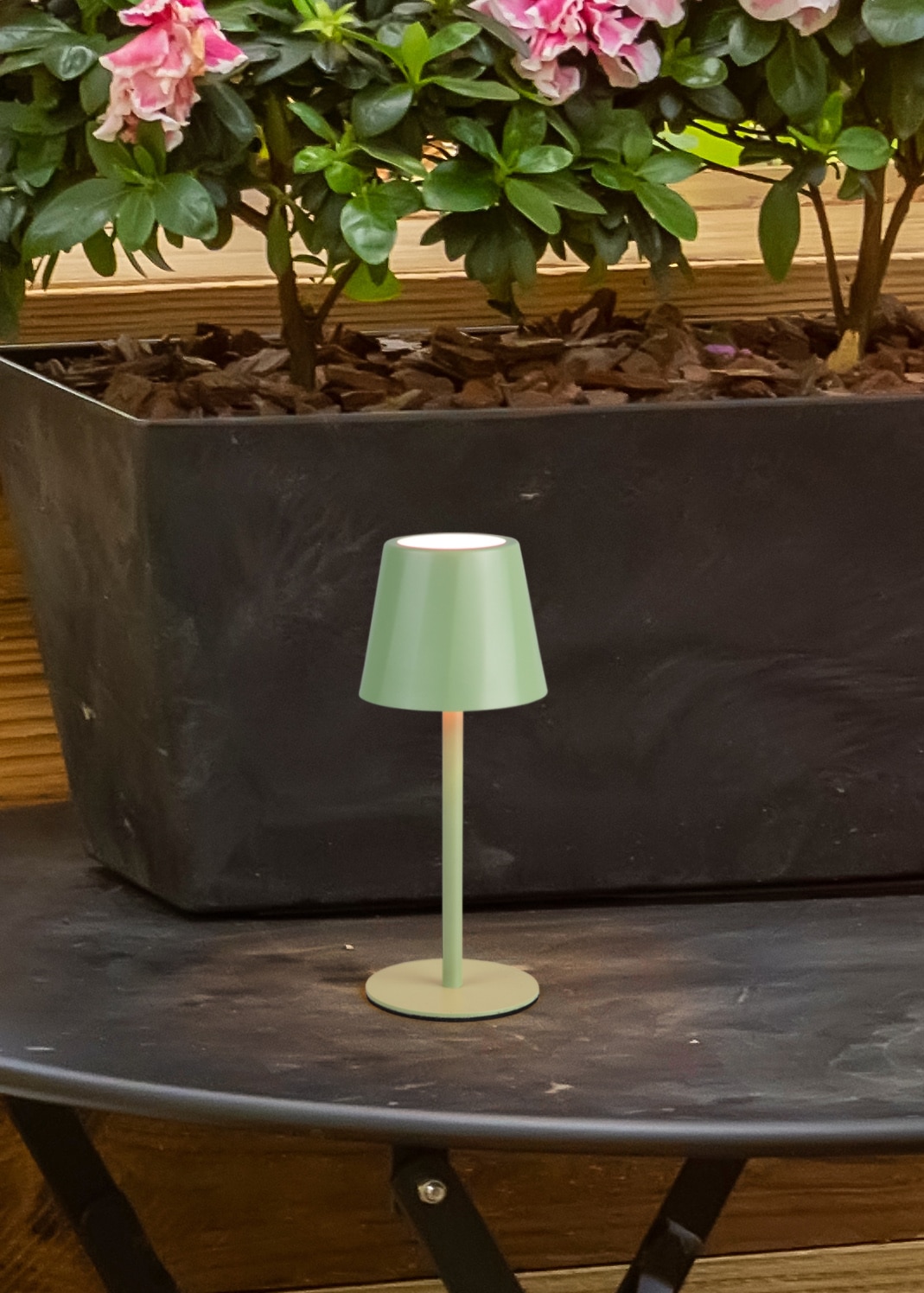 REALITY Leuchten LED Tischleuchte »DIAZ, Outdoor Akku Tischlampe Höhe 21 cm Ø 8,5 cm, IP44, Touchdimmer« LED-Board 1 Stk. Farbwechsler | warmweiß - kaltweiß CCT Lichtfarbe einstellbar 2700-6500K, 160 Lumen, 1,6W, USB Anschluss