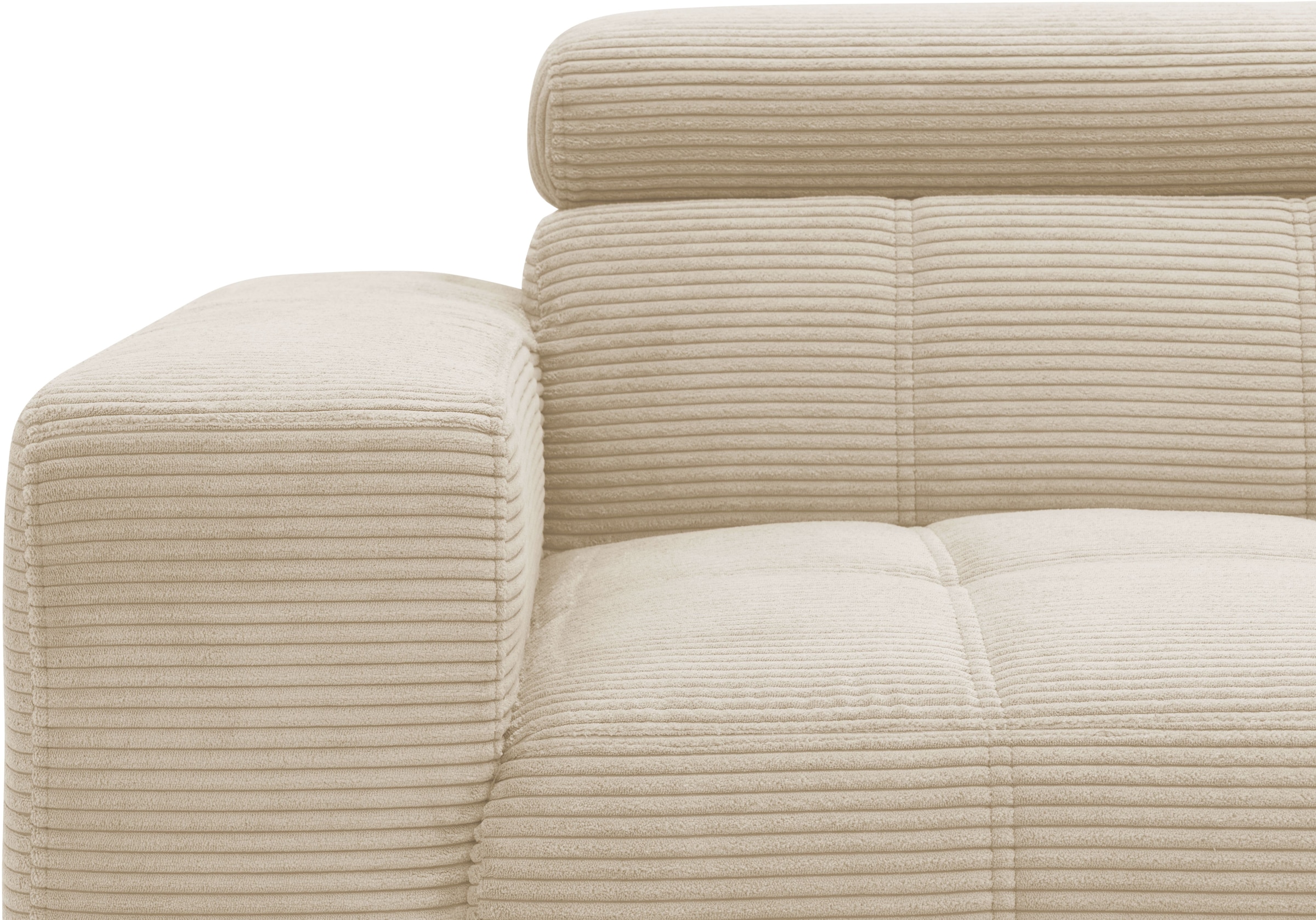 DOMO collection Ecksofa »Trento L-Form, mit Kufenfuß oder Einzelfuß«, wahlweise mit Kopfteilverstellung, Recamiere links/rechts bestellbar