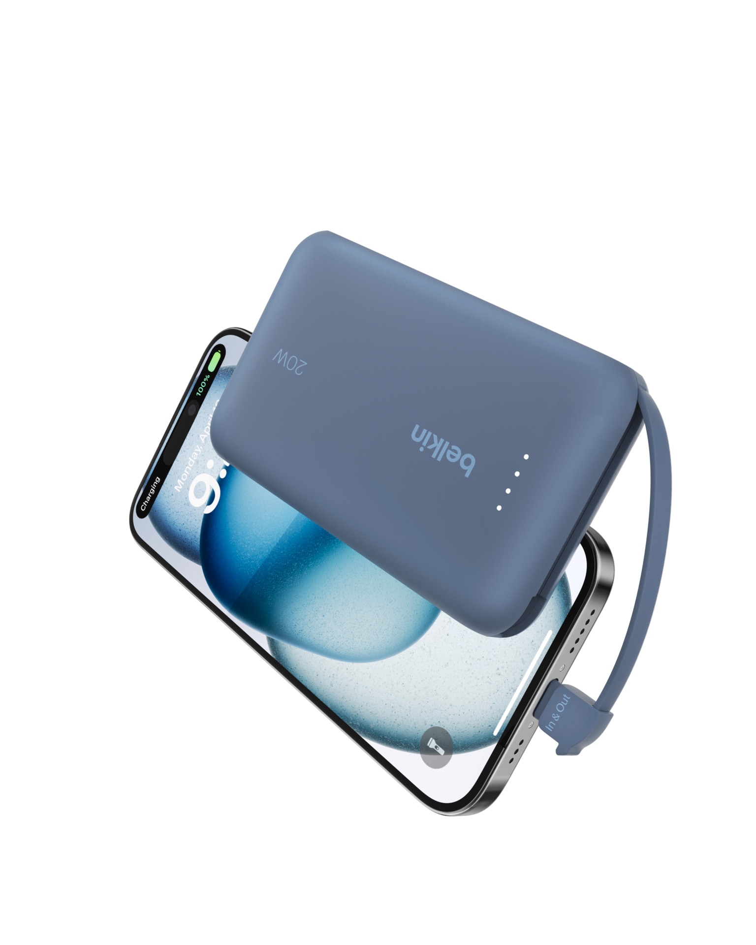 Belkin Powerbank »BoostCharge Power Bank 10K mit integrierten Kabeln«, Belkin BOOST CHARGE Power Delivery Powerbank 10.000mAh, white