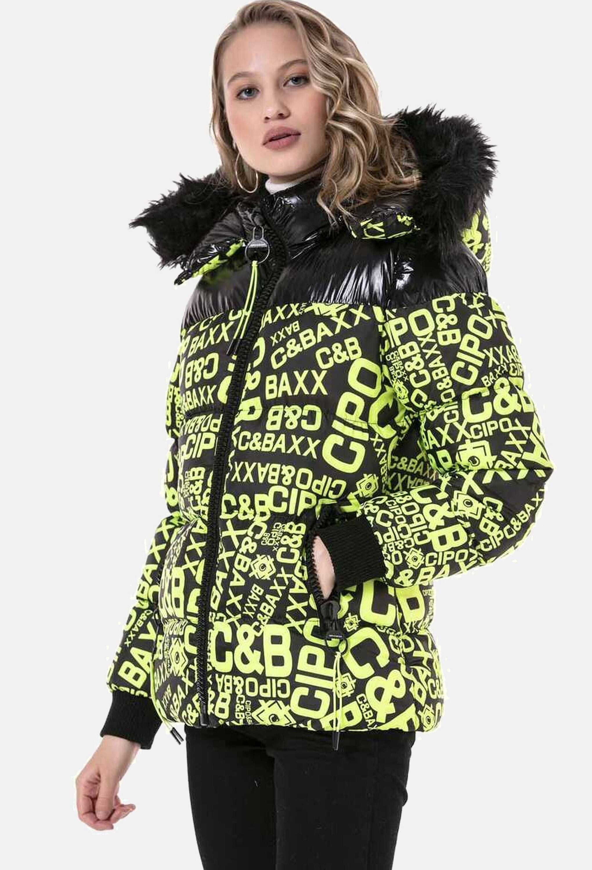 Cipo & Baxx Winterjacke »Cipo & Baxx Jacken« mit Kapuze mit modischem Allover-Print, WM129