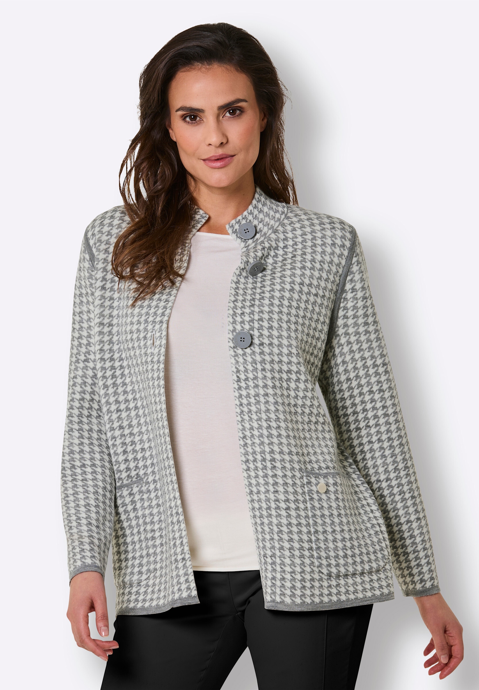 creation L Strickjacke »Merino-Strickjacke Jacquardstrickjacke zum Wenden«
