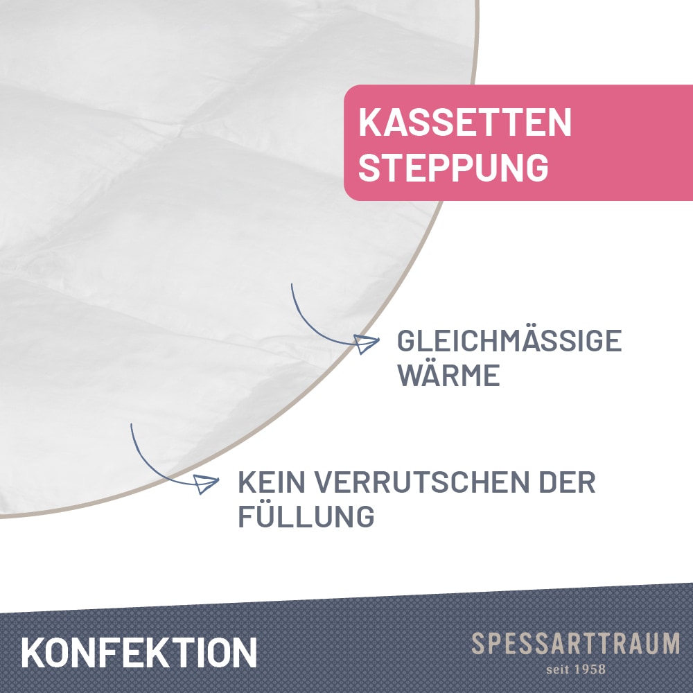 SPESSARTTRAUM Daunenbettdecke »Exklusiv, Bettdecken für Sommer und Winter«, Füllung 100% Daunen, Klasse 1, Downpass zertifiziert, Bezug 100% Baumwolle, nachhaltig (Made in Green), Hausstauballergiker geeignet, (1 St.), 5 Wärmeklassen & 8 Größen