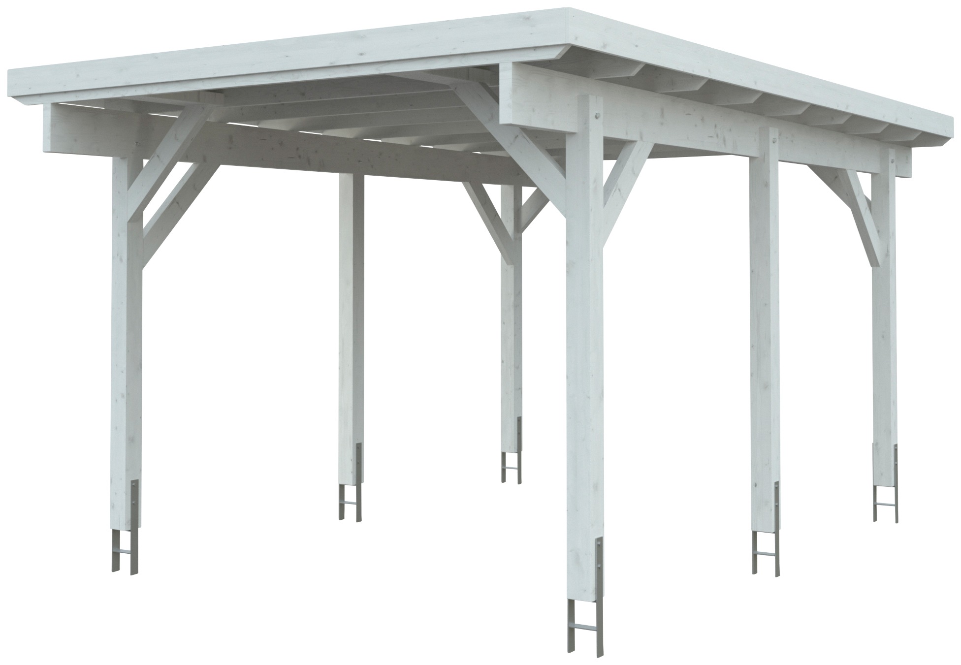 Kiehn-Holz Einzelcarport »KH 300 / KH 301« Holz 275 cm weiß Stahl-Dach in weiß, Größe B/H/T: 225 cm x