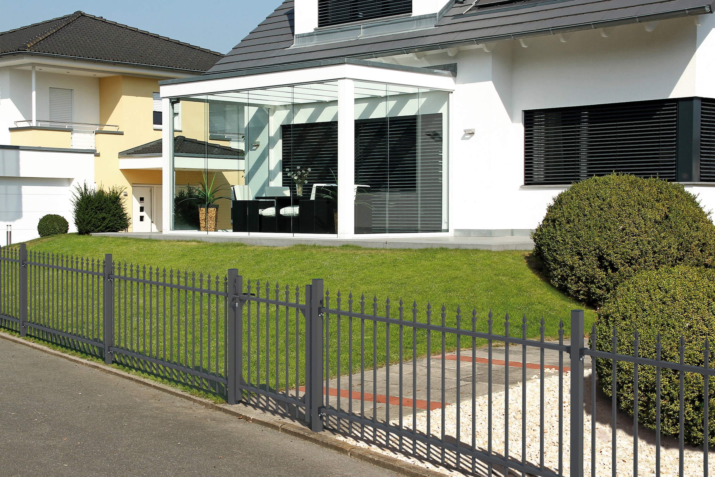 Alberts Metallzaun »Anbauset Chaussee«, Höhe: 100 und 120 cm, Breite: 200 cm, zum Einbetonieren