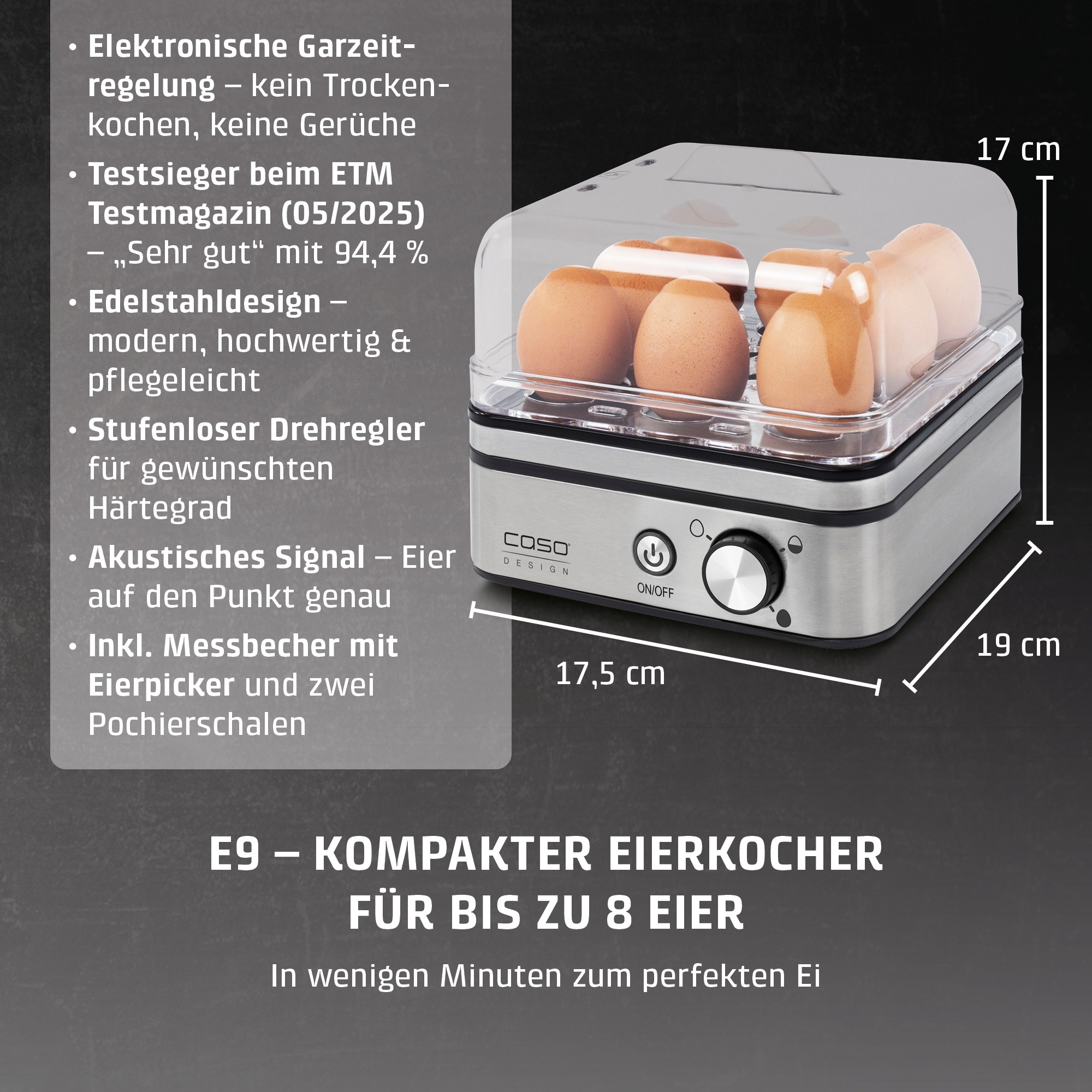 Caso Eierkocher »E9« für 8 Stk. Eier 400 W