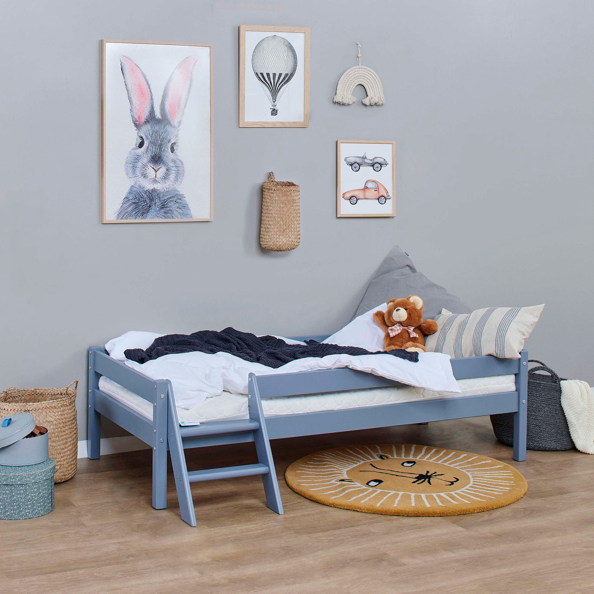 Lüttenhütt Jugendbett »ECO One«, Kinderbett mit Rausfallschutz und Leiter, 3 Farben/Matratze wählbar