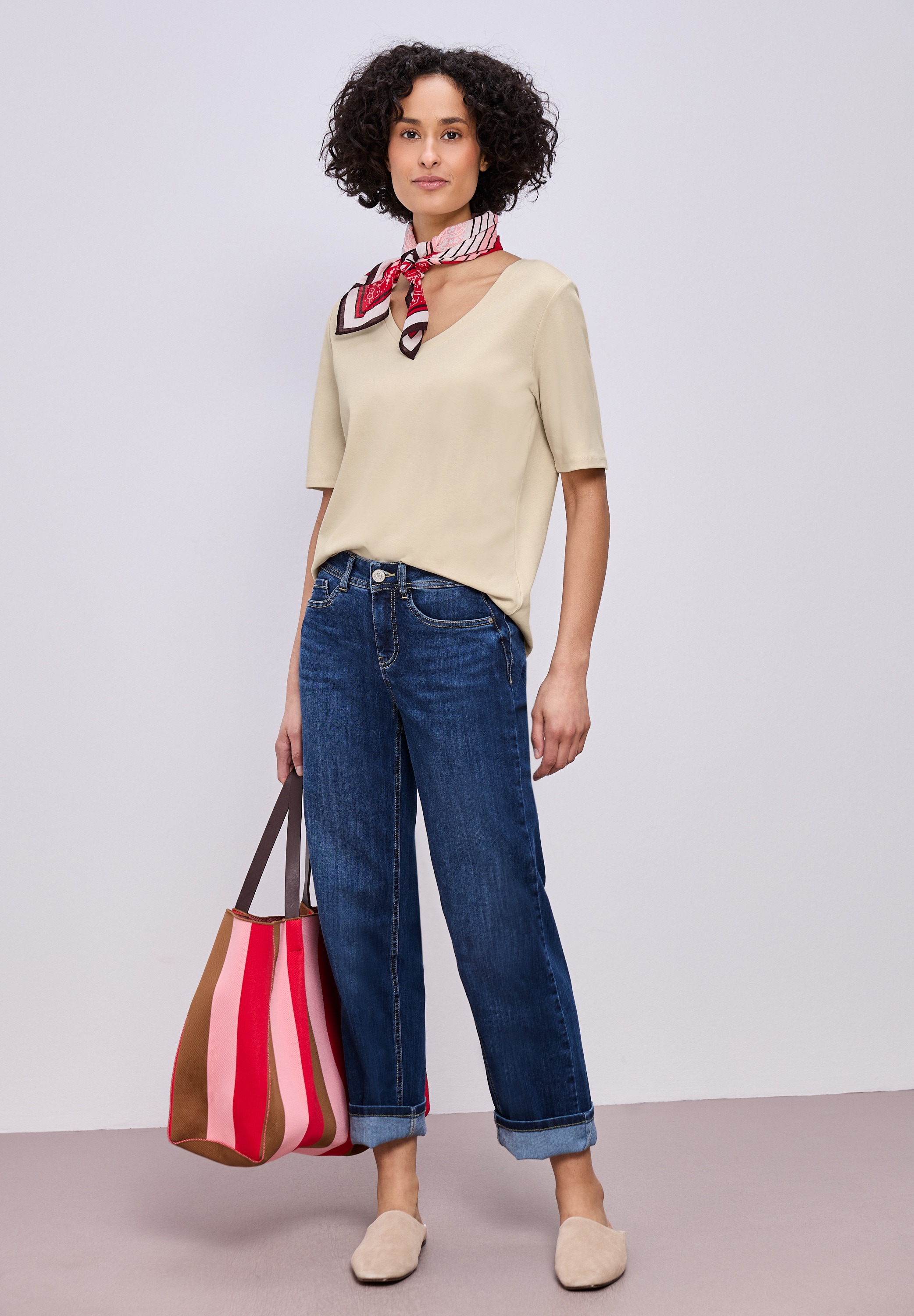 STREET ONE Kurzarmshirt mit V-Ausschnitt